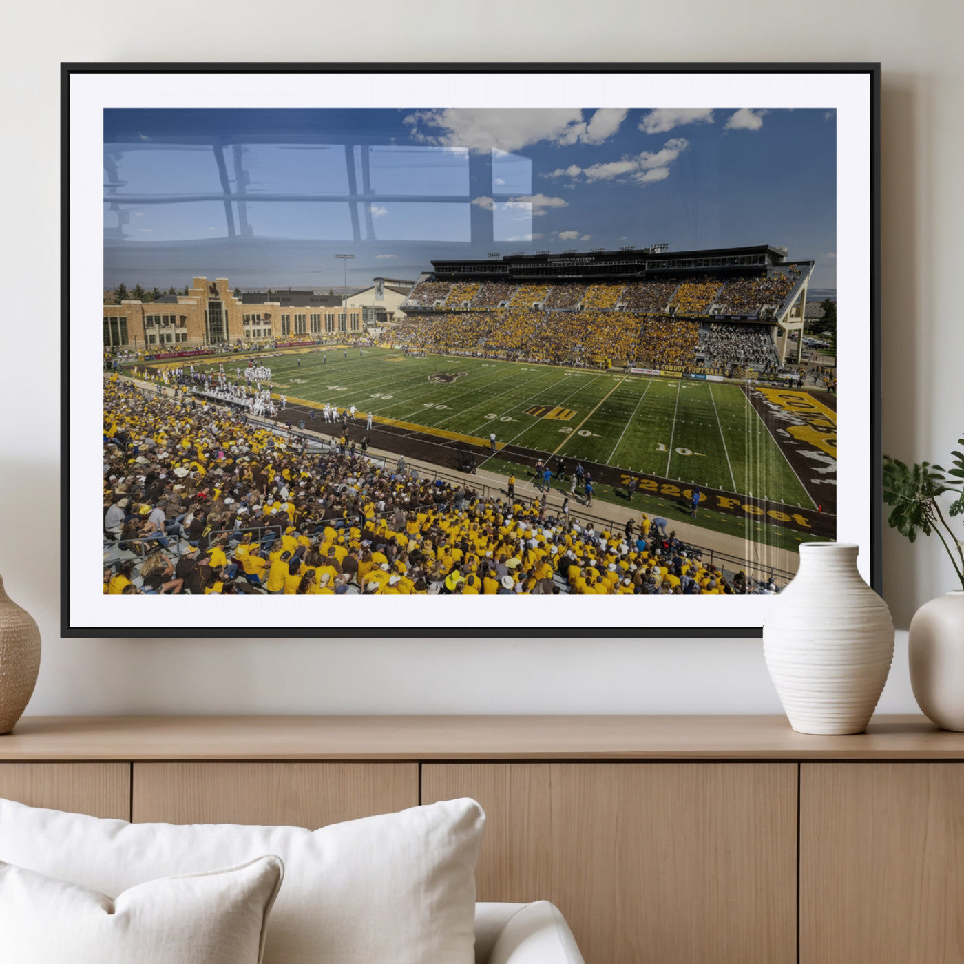 75112-MGV-CV-36X24-University of Wyoming Cowboys Football Team Print - Laramie Jonah Field War Memorial Stadium Wall