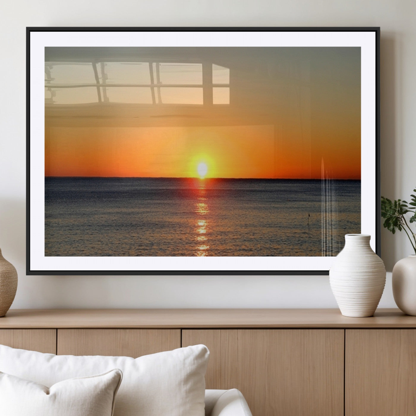 54676-MGV-CV-36X24-Golden Horizon Sunset Over Ocean Wall Art Canvas Print – Tropical Beach Canvas Wall Art – Giclee