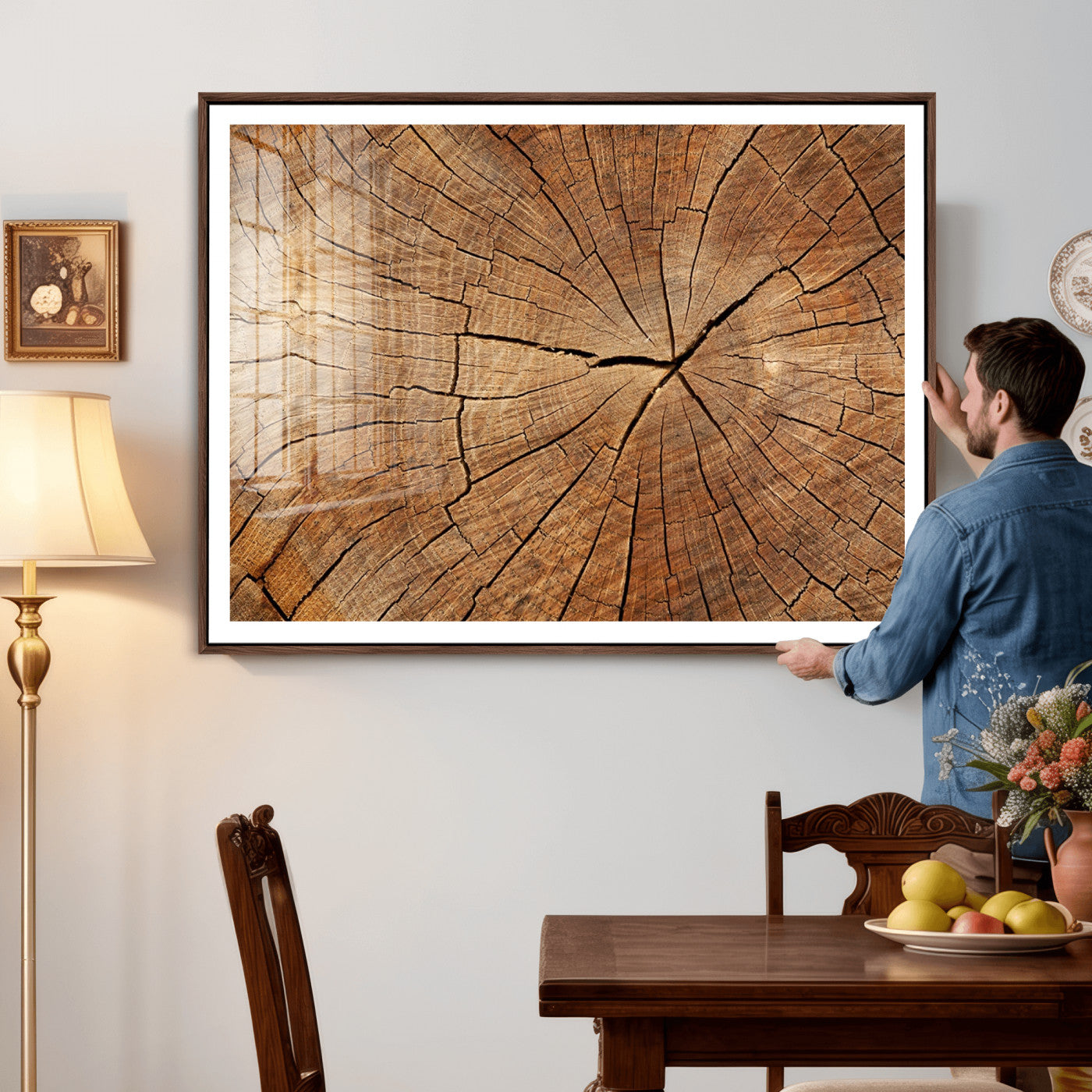 61710-MGV-CV-36X24 - Tree Ring Canvas Art, Rustic Wood Grain Wall Art, Tree Slice Decor for Modern Homes, Giclee