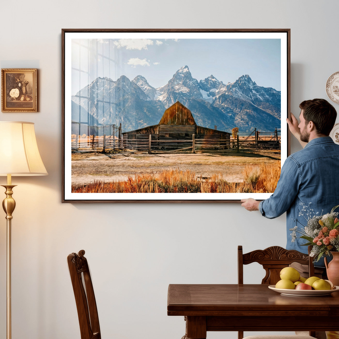 26513-MGV-CV-36X24 - Vintage Old Barn Field Wall Art Canvas Print for Farmhouse Decor - Rustic Barn Wall Art Canvas Print