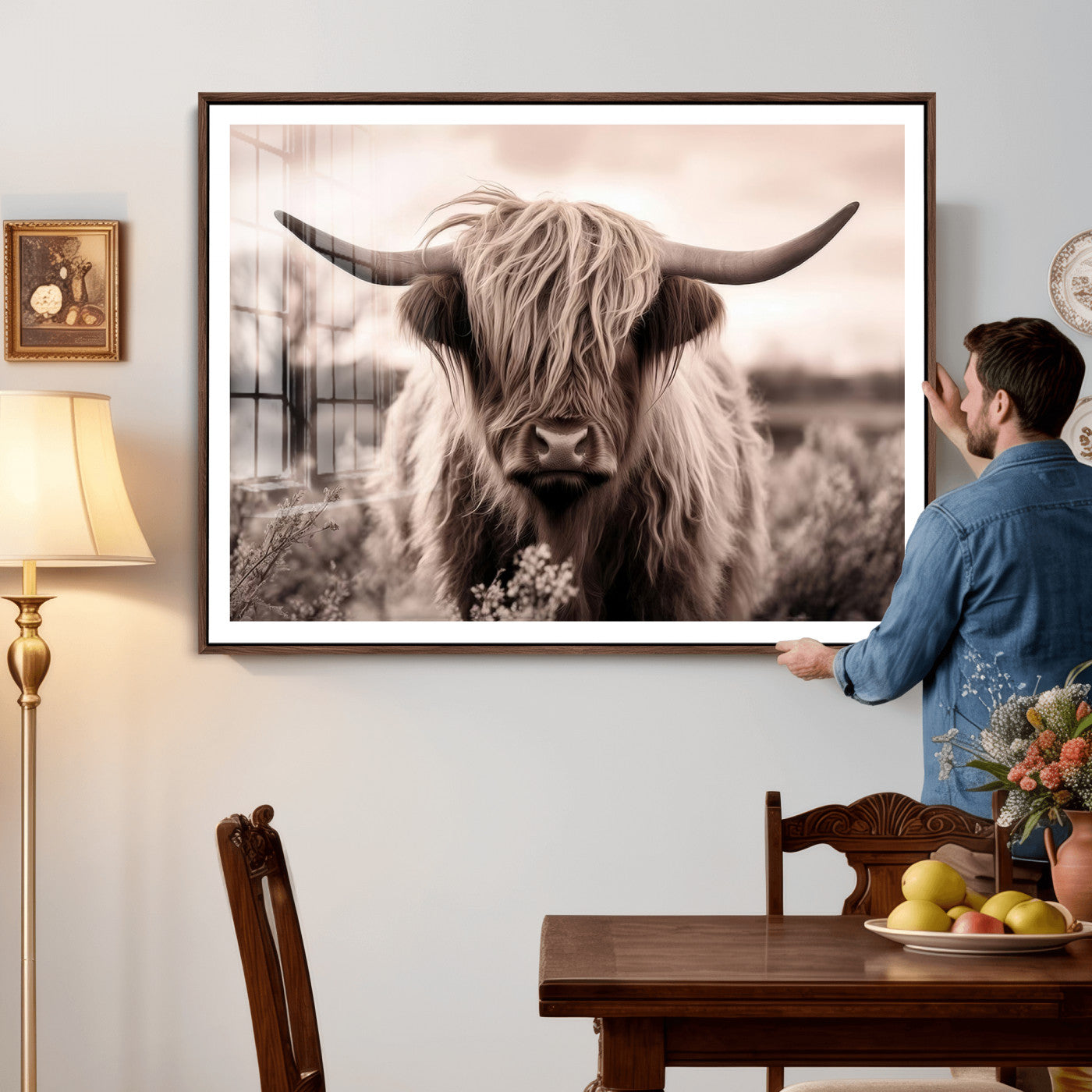 55903-MGV-CV-36X24 - Scottish Cow Longhorn Wall Art Canvas Print
