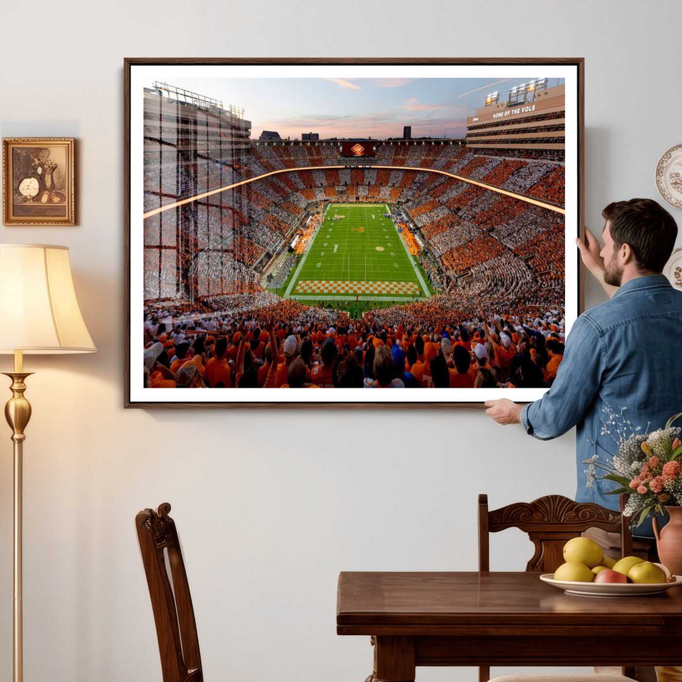 37160229-MGV-CV-36X24 - Tennessee Neyland Stadium Wall Art, Sports Arena Canvas Print, Panoramic Stadium Canvas Artwork for Home, Office