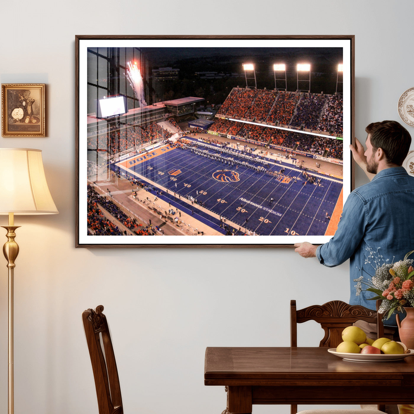 58849575-MGV-CV-36X24 - Boise State Stadium Large Wall Art Canvas Print for Living Room Office Wall Decor