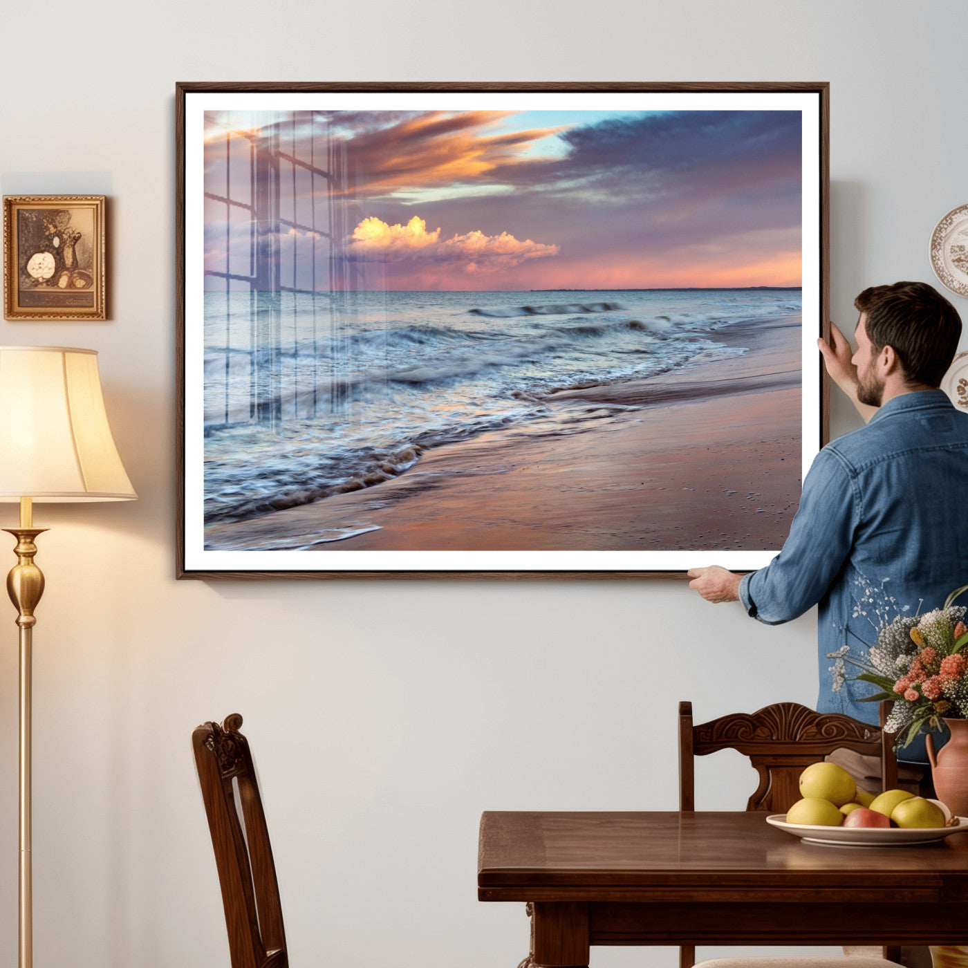 67765254-MGV-CV-36X24 - Ocean Sunset Wall Art Canvas Print – Coastal Beach Photography Artwork Print for Living Room, Bedroom, and Relaxing Home Decor