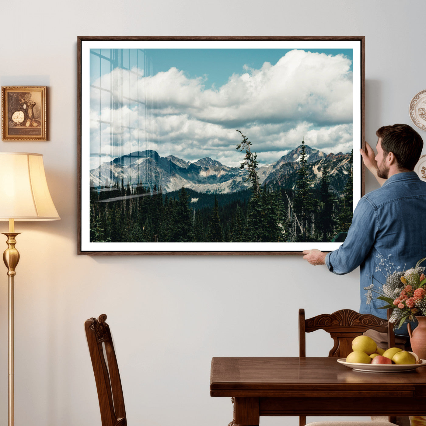 30416773-MGV-CV-36X24 - Mountain Forest Wall Art Canvas Print, Alpine Pine Tree Landscape Photography, Scenic Wilderness Mountain View, Nature Wall Decor