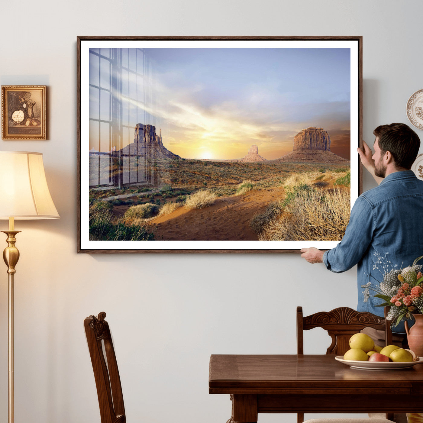 14901845-MGV-CV-36X24 - Monument Valley Desert Landscape Wall Art Canvas Print, Southwest Desert Rock Formation Canvas Print, Western Red Rock Panorama Art Printing