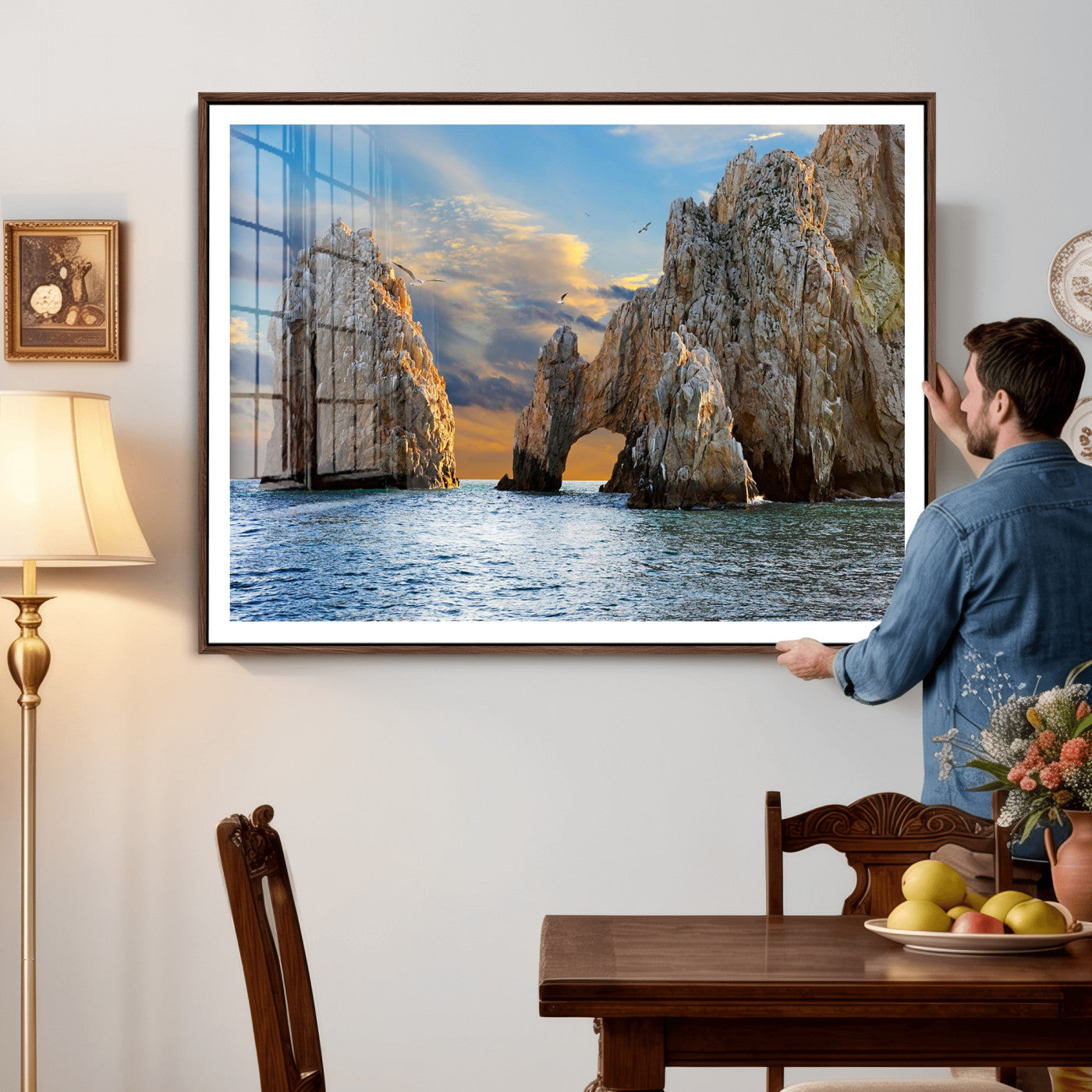 63505689-MGV-CV-36X24 - El Arco Cabo San Lucas Ocean Arch Wall Art Canvas Print, Baja California Rock Arch Seascape Canvas Print, Mexico Coastal Landmark Scenic Art Printing