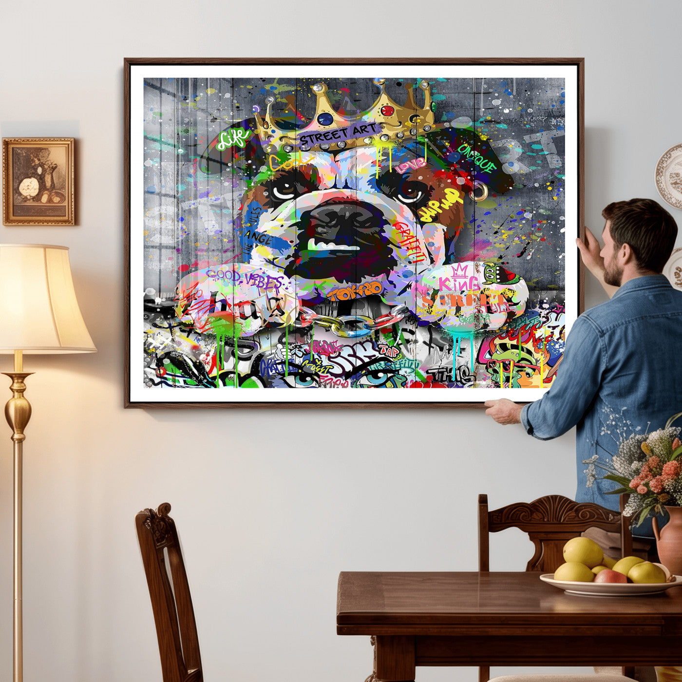 45209731-MGV-CV-36X24 - Dog Wall Decor for Teen Bedroom Decor - Graffiti Animal Canvas Wall Art for Teen Room Decor - Abstract Wall Painting Ready to Hang