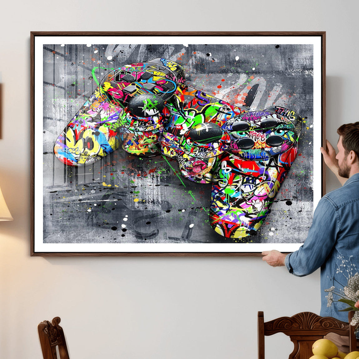 42929610-MGV-CV-36X24 - Graffiti Canvas Wall-Art For Bedroom - Gaming Wall Art For Teen Boys - Abstract Painting Pop Art Modern Home Wall Decor Ready to Hang