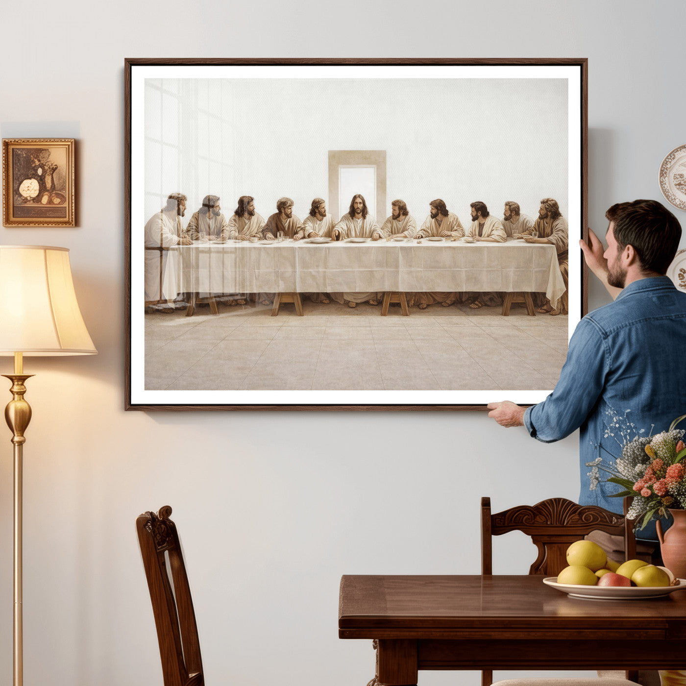 76380069-MGV-CV-36X24 - The Last Supper Wall Art Canvas Print, Jesus Christ Biblical Scene Canvas Print, Christian Religious Artwork for Church Living Room Decor