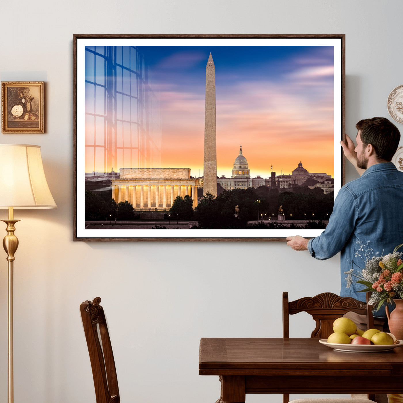 72704063-MGV-CV-36X24 - Washington DC Skyline Wall Art Canvas Print – Lincoln Memorial, Washington Monument & Capitol Artwork Print