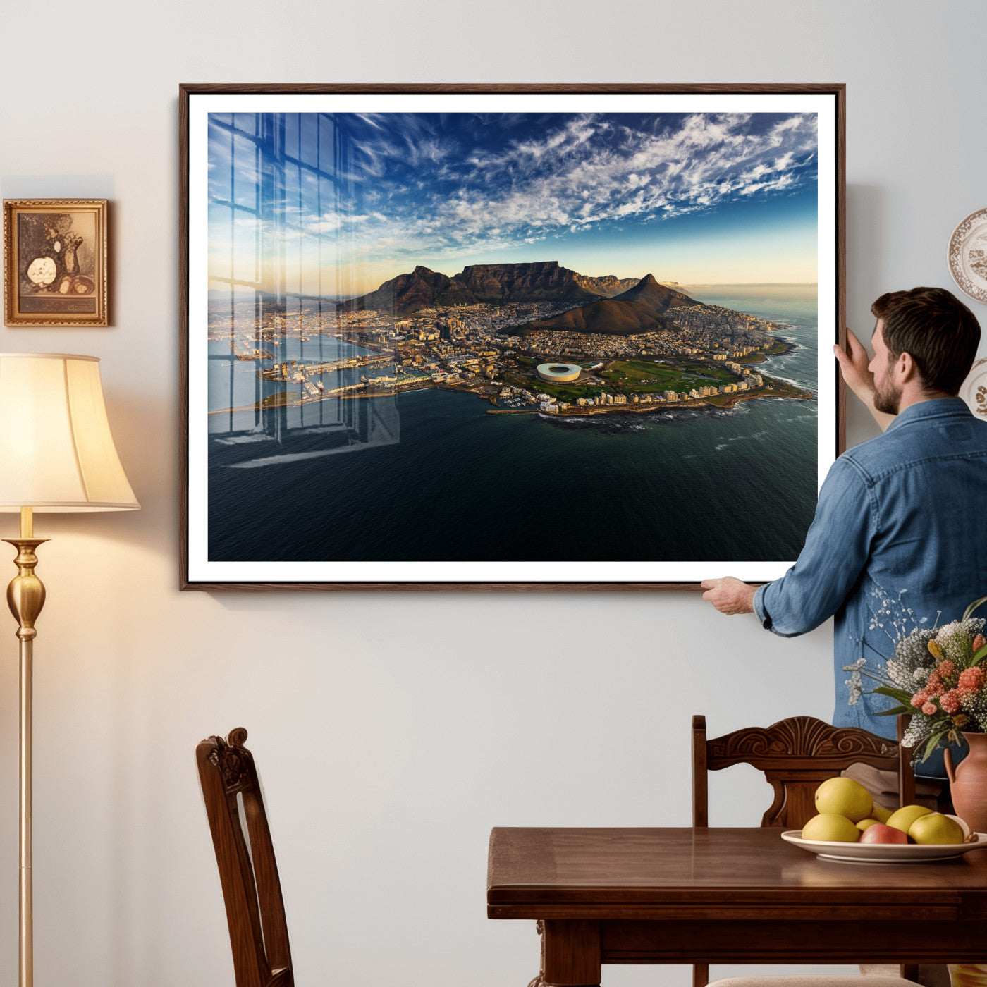 14654591-MGV-CV-36X24 - Cape Town Skyline Wall Art Canvas Print – Table Mountain Coastal Cityscape Artwork for Modern Office Decor