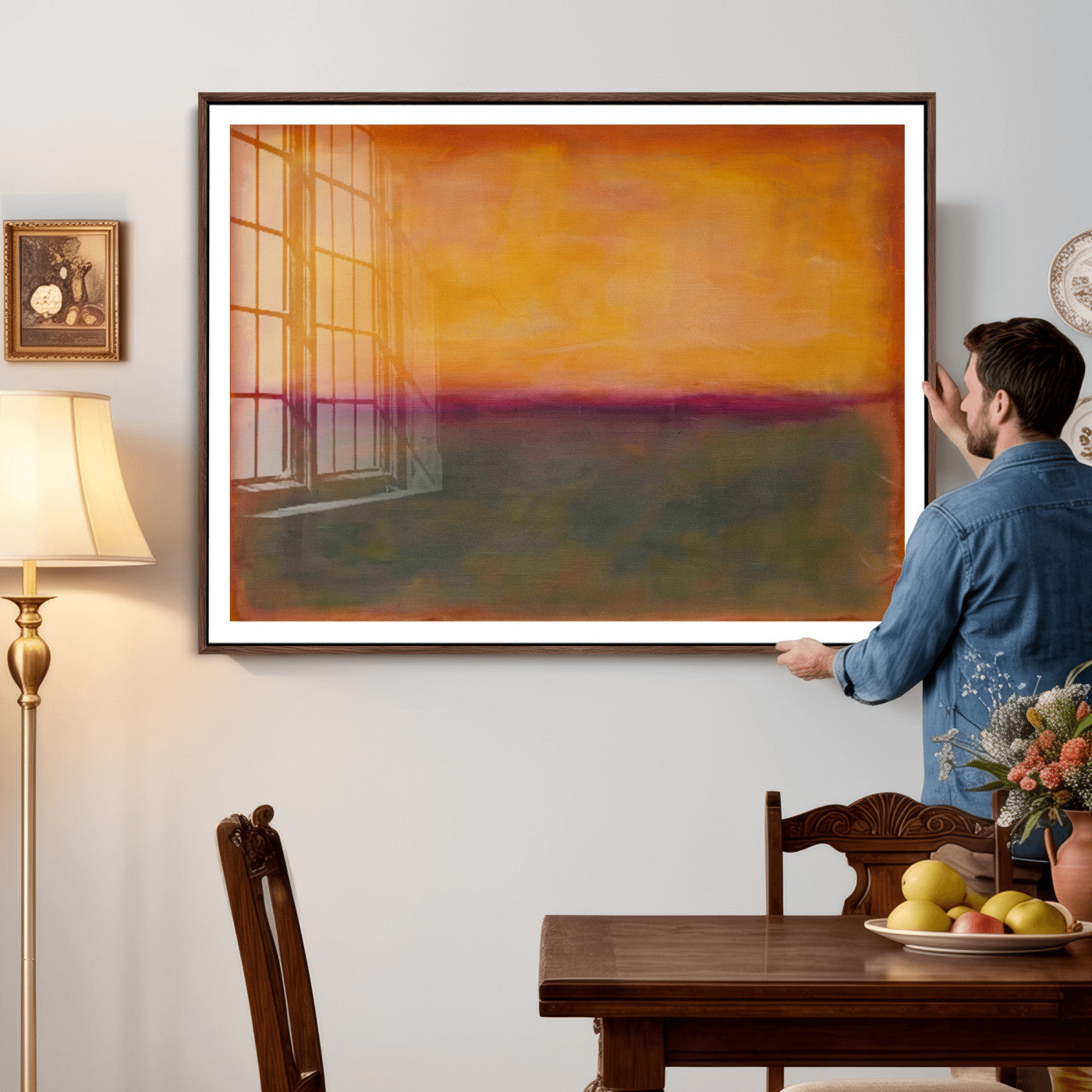 21628300-MGV-CV-36X24 - Abstract Color Field Wall Art Canvas Print, Framed Minimalist Horizon Artwork for Living Room Bedroom Office