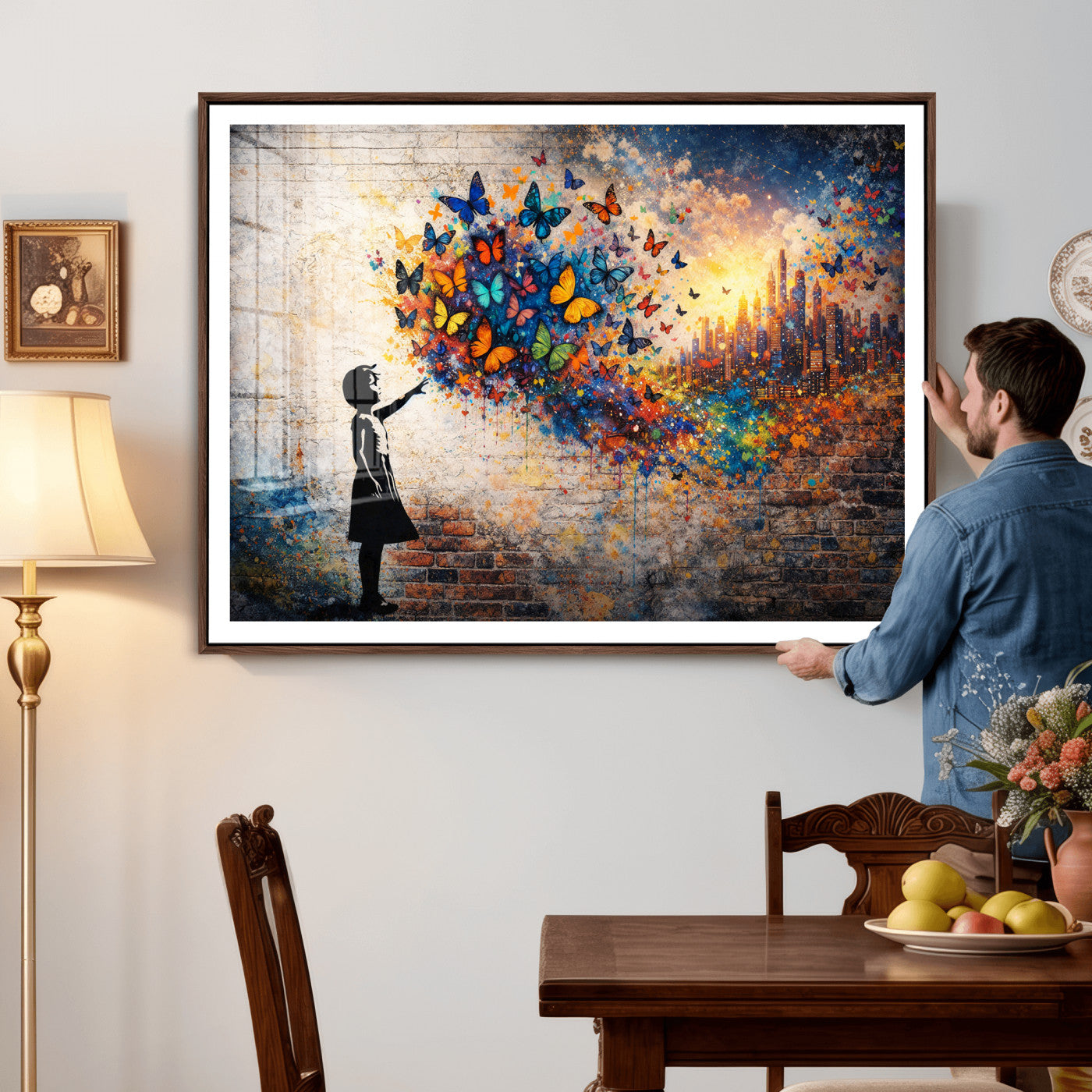 21540821-MGV-CV-36X24 - Banksy Girl Wall Art Canvas Print for Living Room Decor