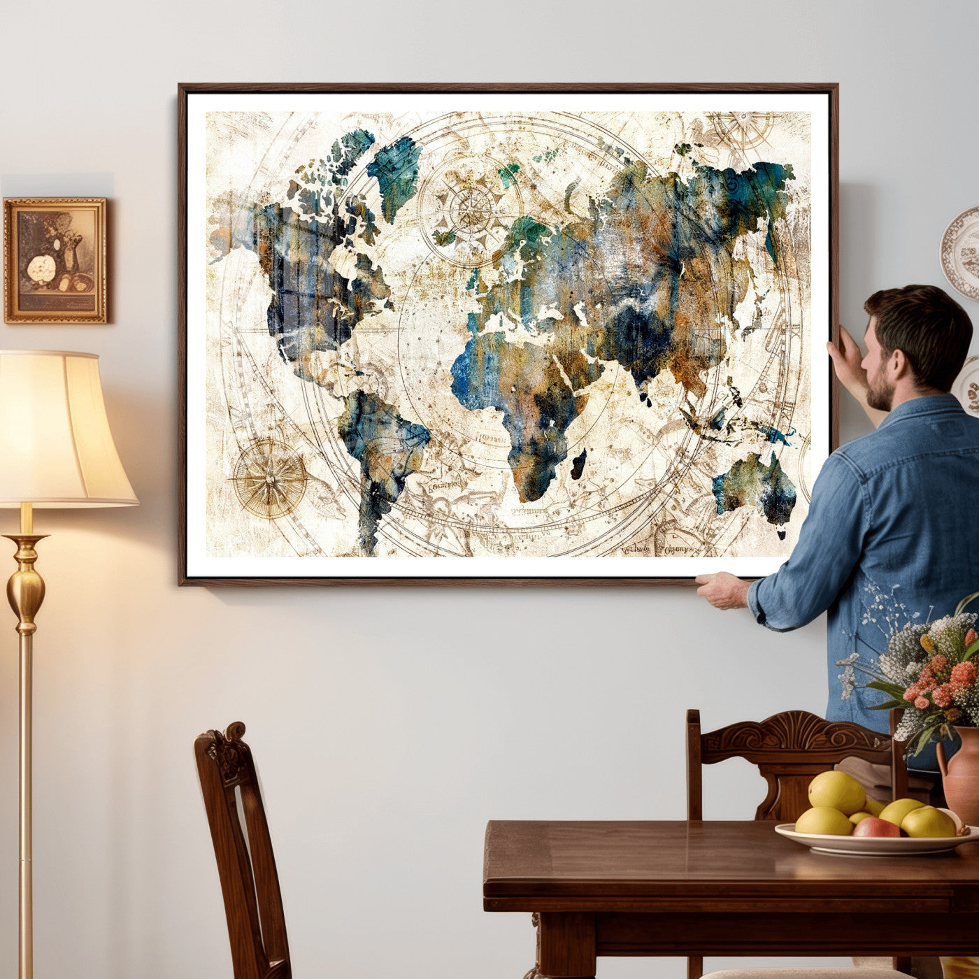 10554-MGV-CV-36X24 - Abstract World Map Art Print Canvas Print