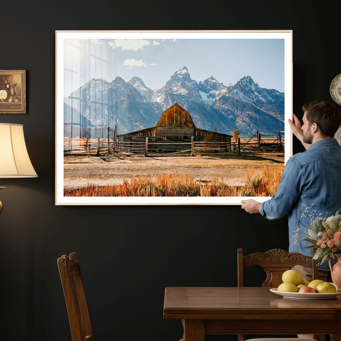 26513-MGV-CV-36X24 - Vintage Old Barn Field Wall Art Canvas Print for Farmhouse Decor - Rustic Barn Wall Art Canvas Print