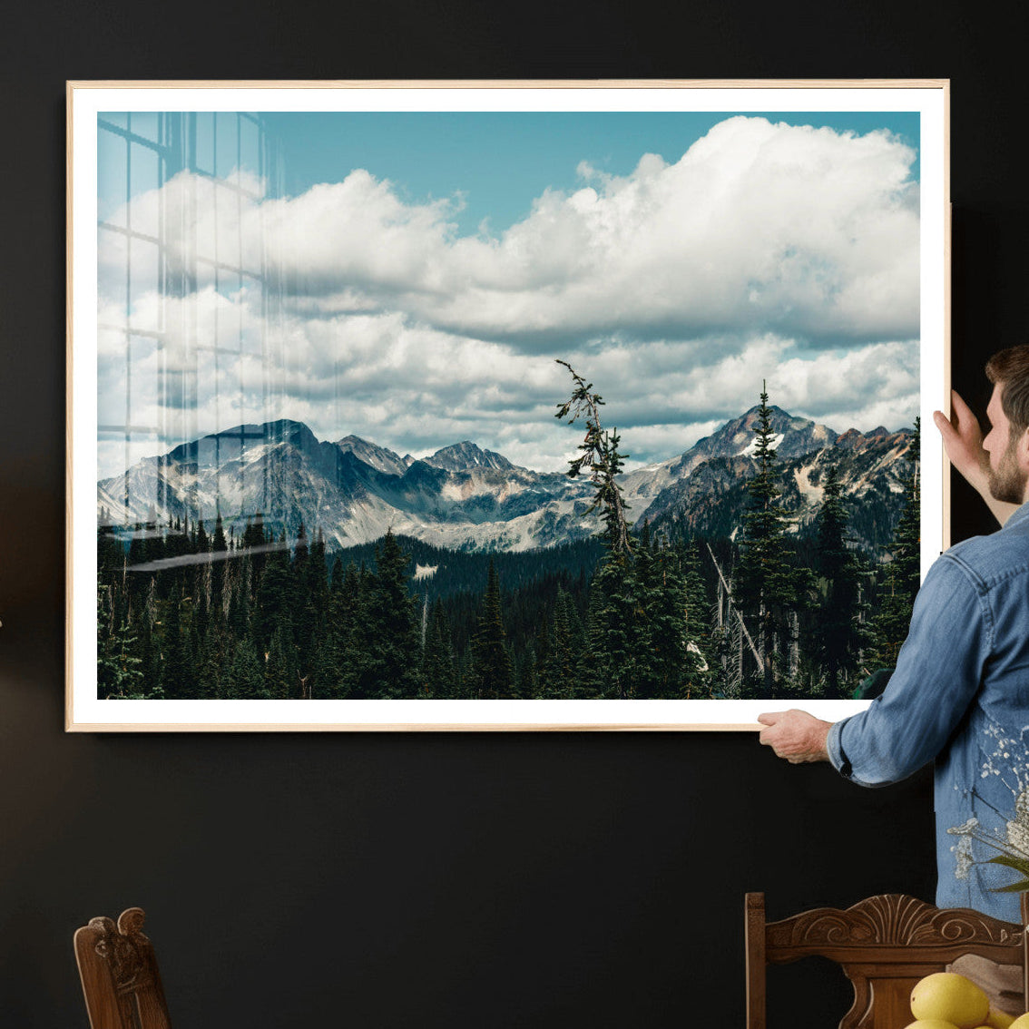 30416773-MGV-CV-36X24 - Mountain Forest Wall Art Canvas Print, Alpine Pine Tree Landscape Photography, Scenic Wilderness Mountain View, Nature Wall Decor