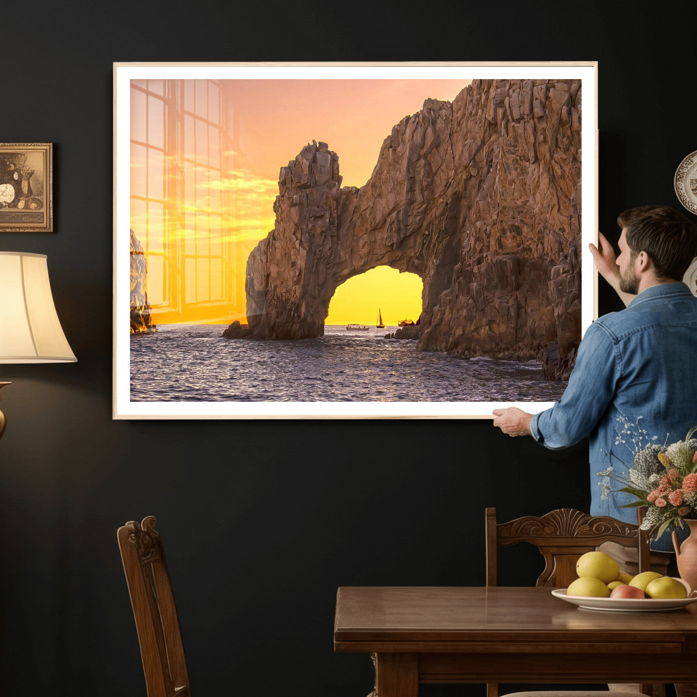 66414515-MGV-CV-36X24 - El Arco Cabo San Lucas Ocean Arch Wall Art Canvas Print, Baja California Rock Arch Seascape Canvas Print, Mexico Coastal Landmark Scenic Art Printing
