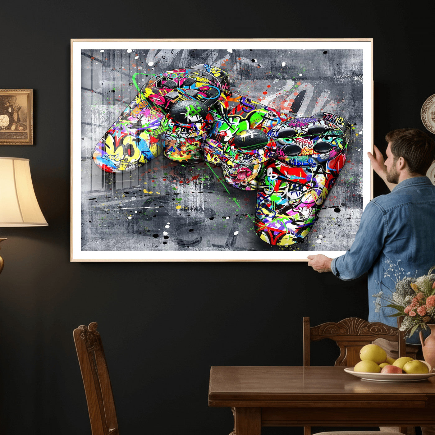 42929610-MGV-CV-36X24 - Graffiti Canvas Wall-Art For Bedroom - Gaming Wall Art For Teen Boys - Abstract Painting Pop Art Modern Home Wall Decor Ready to Hang