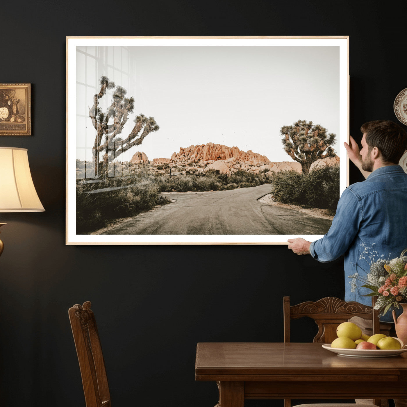 97248544-MGV-CV-36X24 - Joshua Tree Desert Wall Art Canvas Print, Minimal Southwestern Landscape Nature Wall Decor for Modern and Boho Interiors