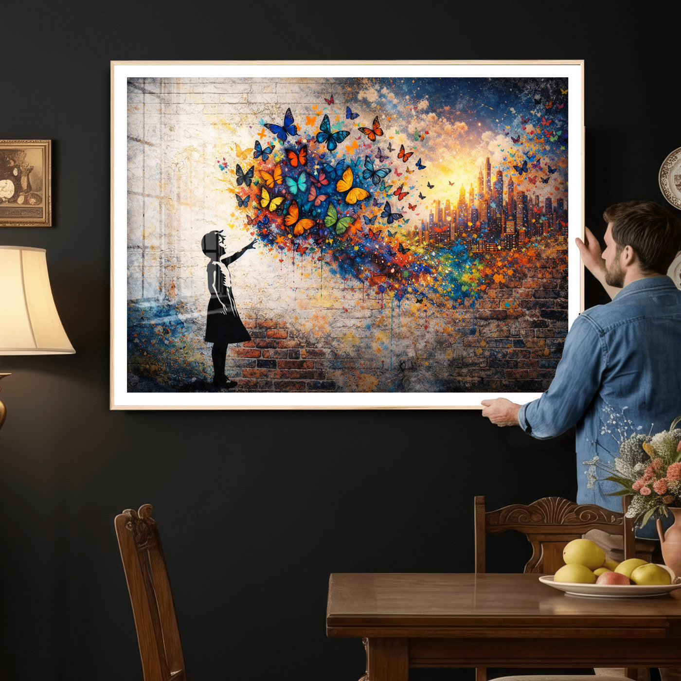 21540821-MGV-CV-36X24 - Banksy Girl Wall Art Canvas Print for Living Room Decor