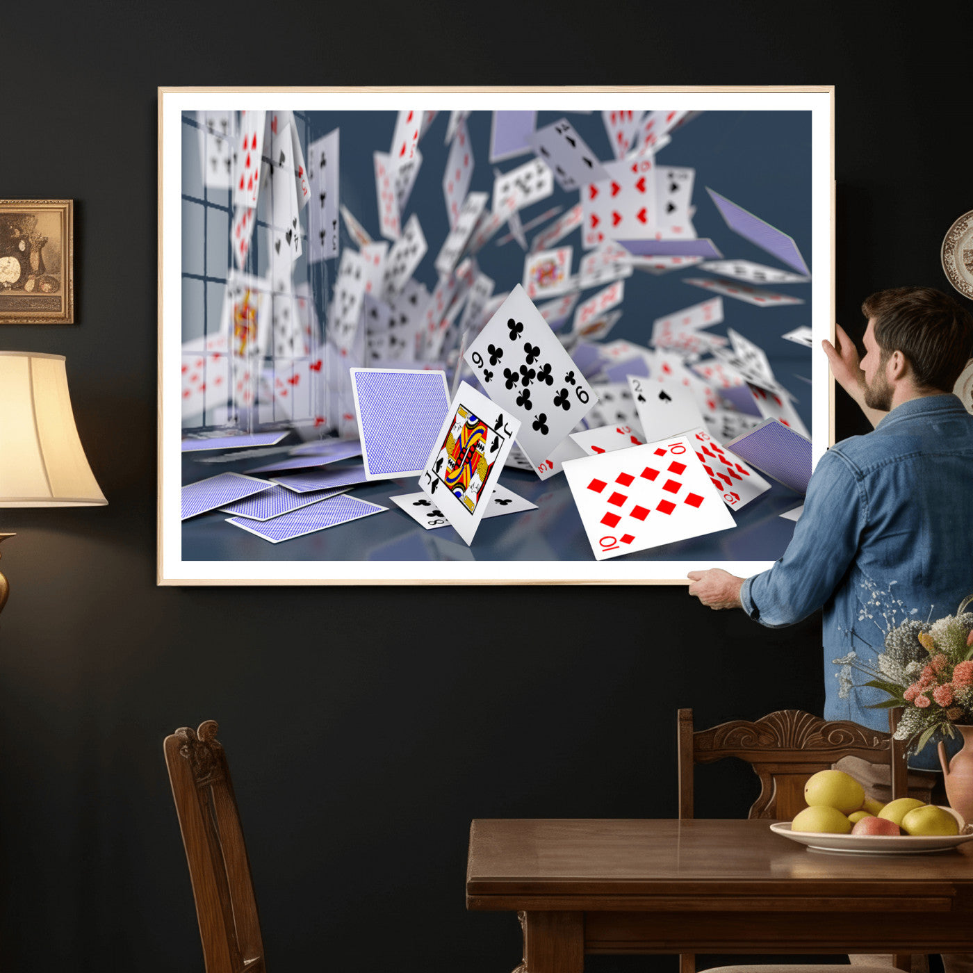 66392185-MGV-CV-36X24 - Playing Cards Canvas Wall Art | Casino Game Room Decor, Poker Decor Art