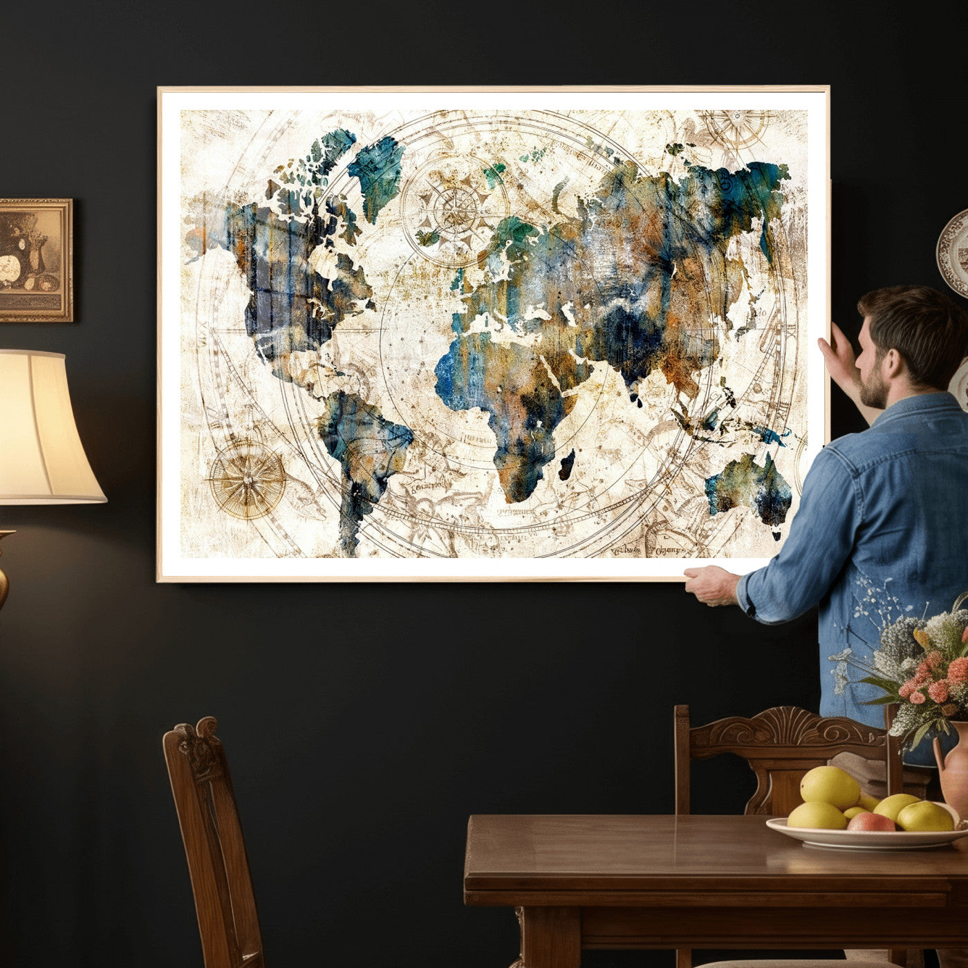 10554-MGV-CV-36X24 - Abstract World Map Art Print Canvas Print