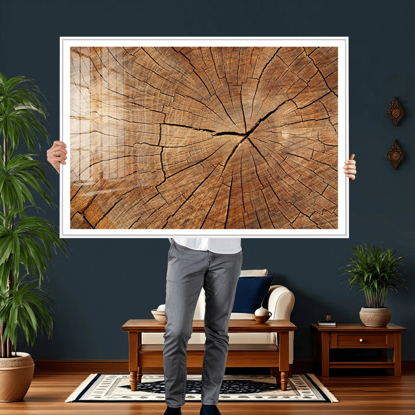 61710-MGV-CV-36X24 - Tree Ring Canvas Art, Rustic Wood Grain Wall Art, Tree Slice Decor for Modern Homes, Giclee