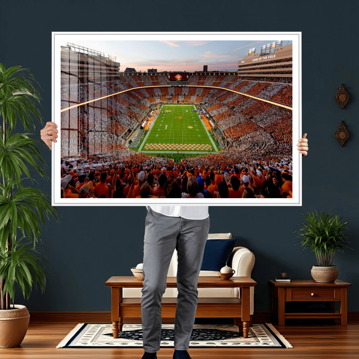 37160229-MGV-CV-36X24 - Tennessee Neyland Stadium Wall Art, Sports Arena Canvas Print, Panoramic Stadium Canvas Artwork for Home, Office