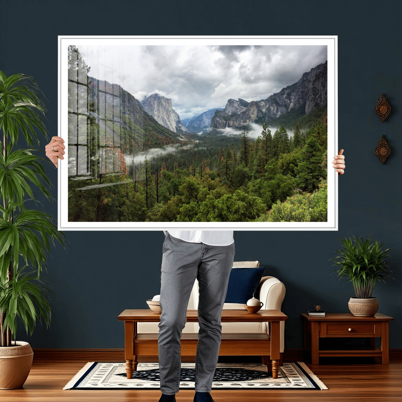 46168759-MGV-CV-36X24 - Yosemite Valley Wall Art Canvas Print, El Capitan Mountain Landscape Nature Wall Decor