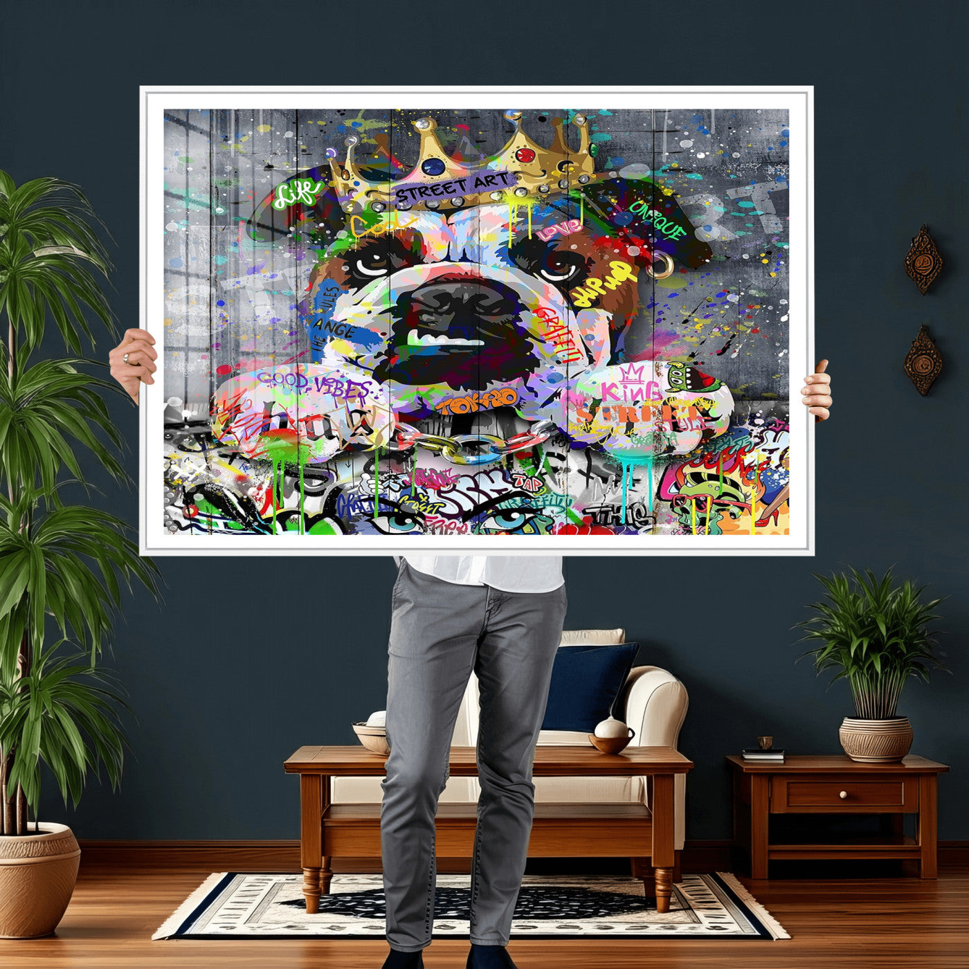 45209731-MGV-CV-36X24 - Dog Wall Decor for Teen Bedroom Decor - Graffiti Animal Canvas Wall Art for Teen Room Decor - Abstract Wall Painting Ready to Hang