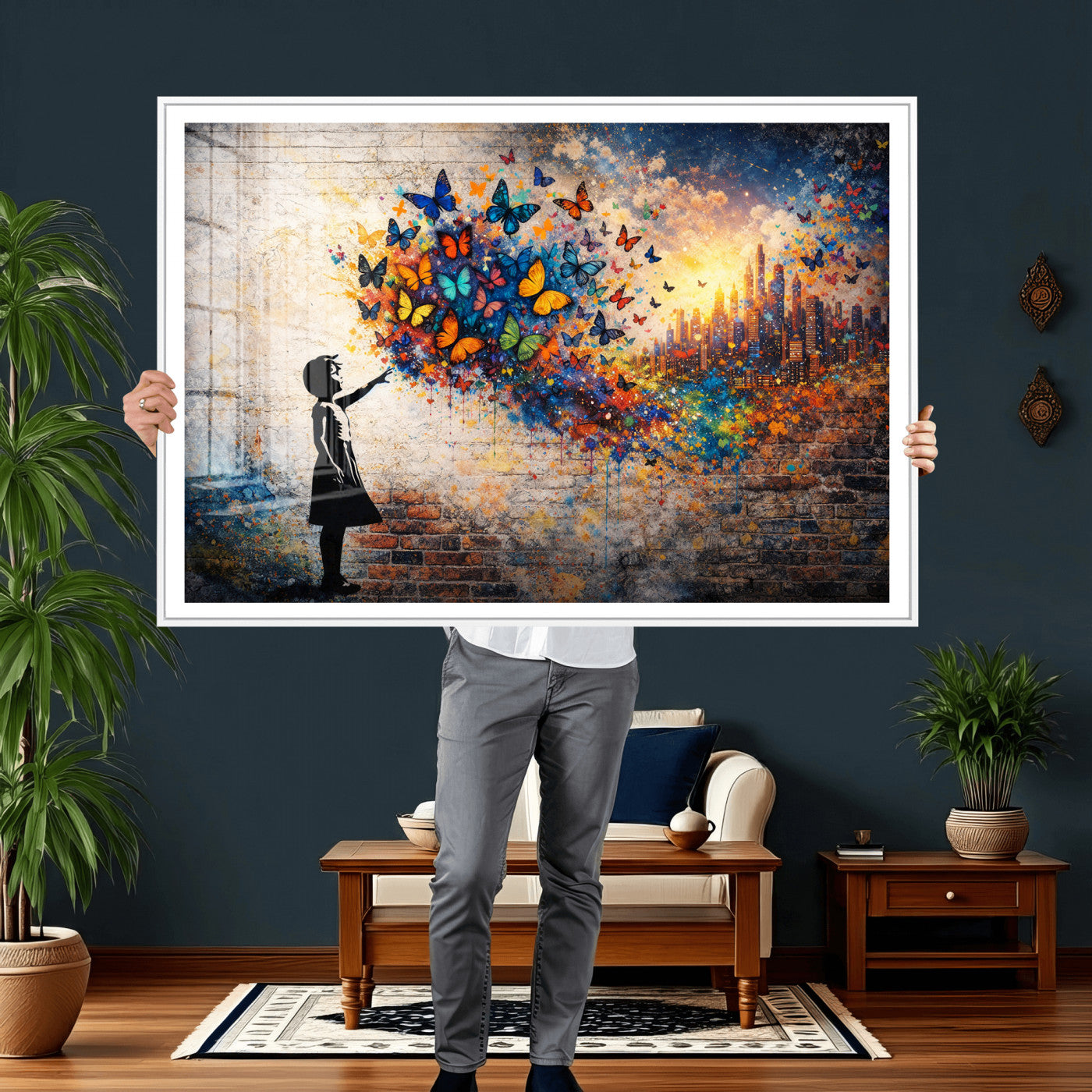 21540821-MGV-CV-36X24 - Banksy Girl Wall Art Canvas Print for Living Room Decor