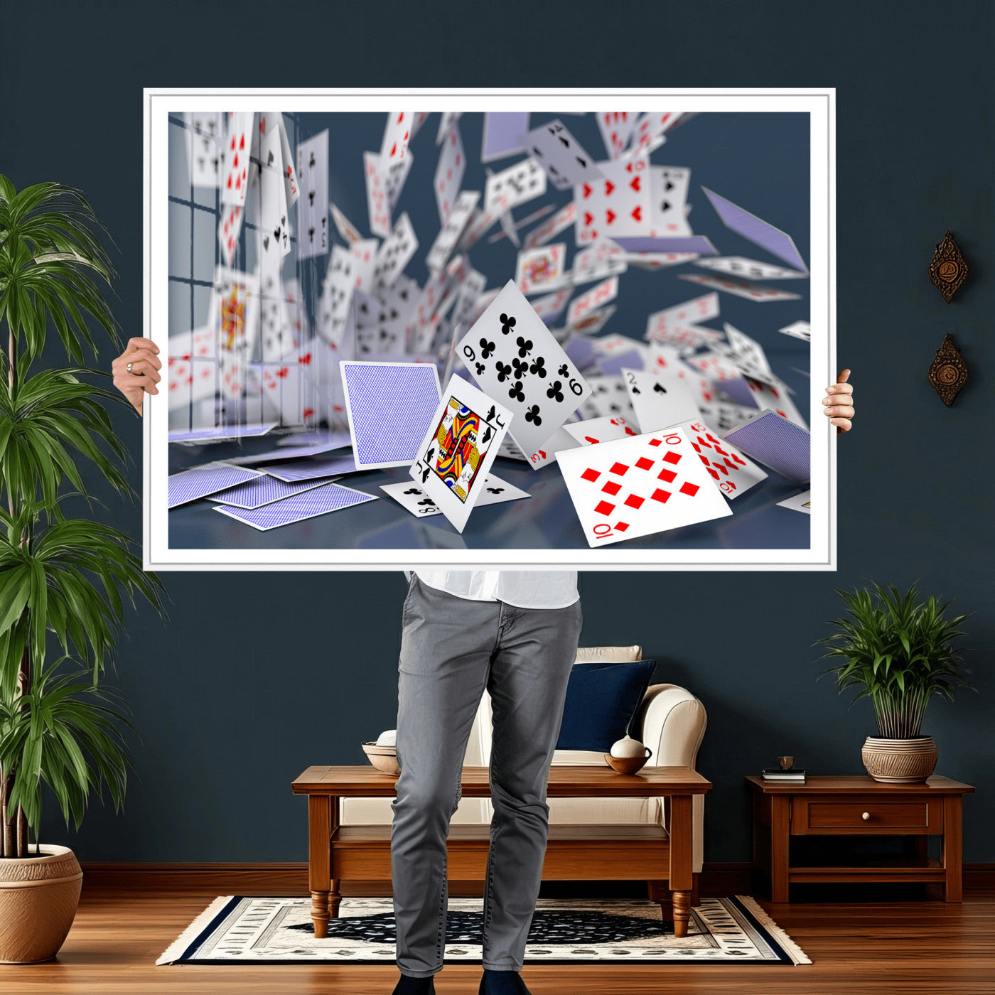 66392185-MGV-CV-36X24 - Playing Cards Canvas Wall Art | Casino Game Room Decor, Poker Decor Art