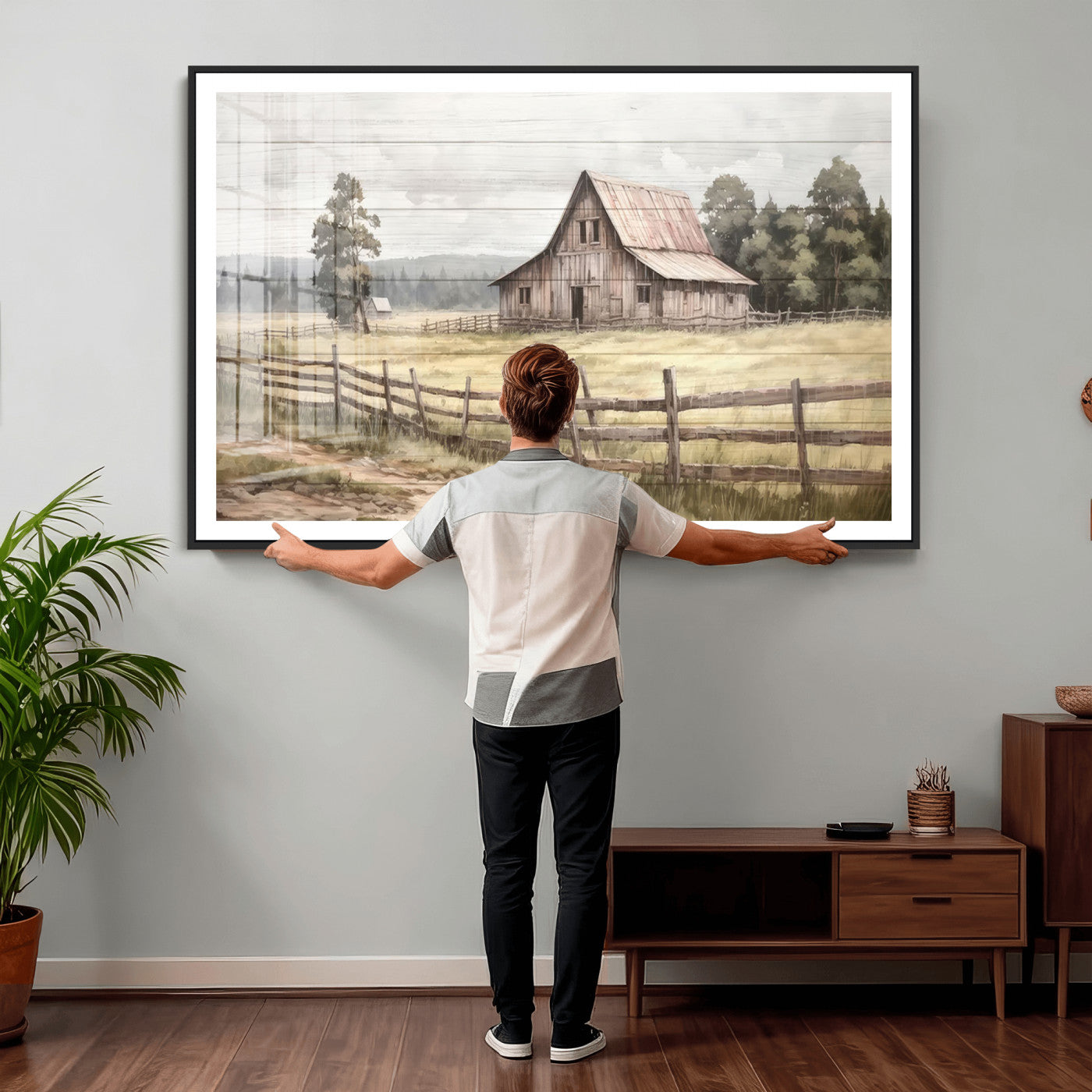 87489-MGV-CV-36X24 - Rustic Farmhouse Barn Wall Art | Framed Gallery Wrap Barn Giclee Canvas Print for Farmhouse Decor