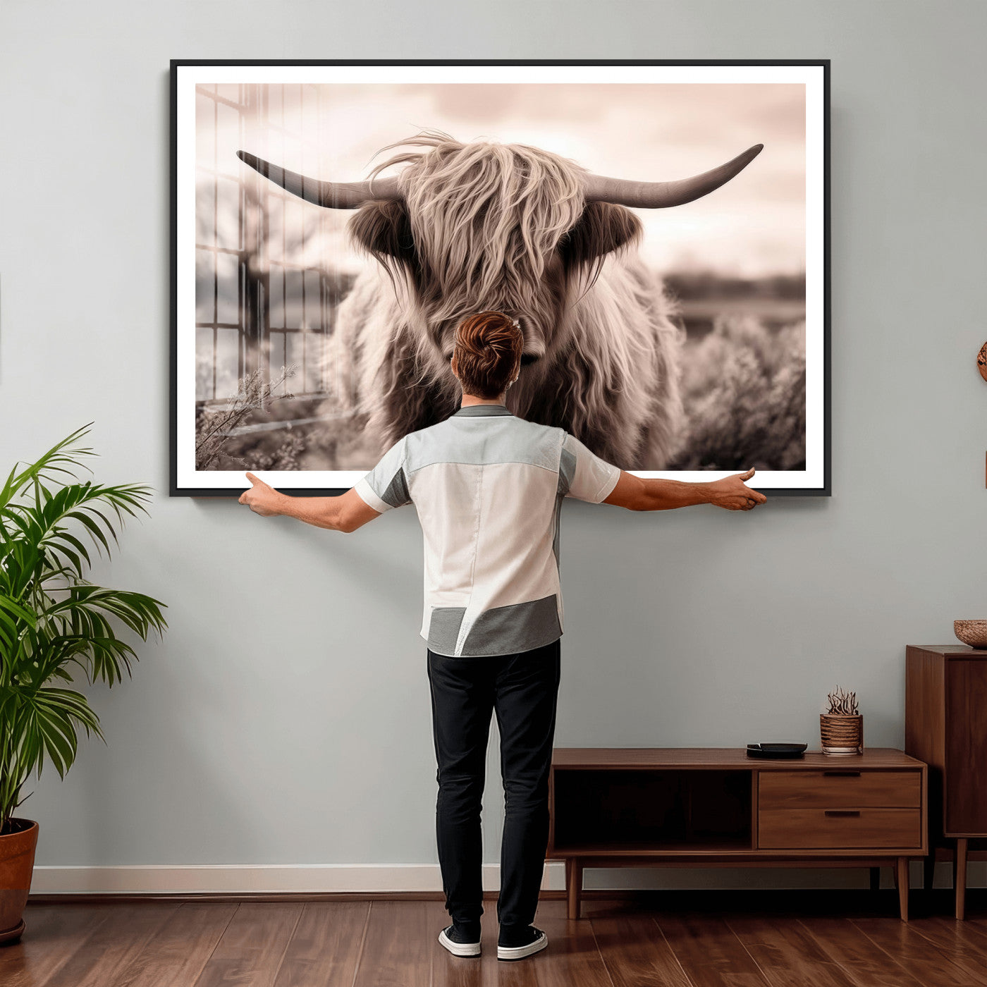 55903-MGV-CV-36X24 - Scottish Cow Longhorn Wall Art Canvas Print