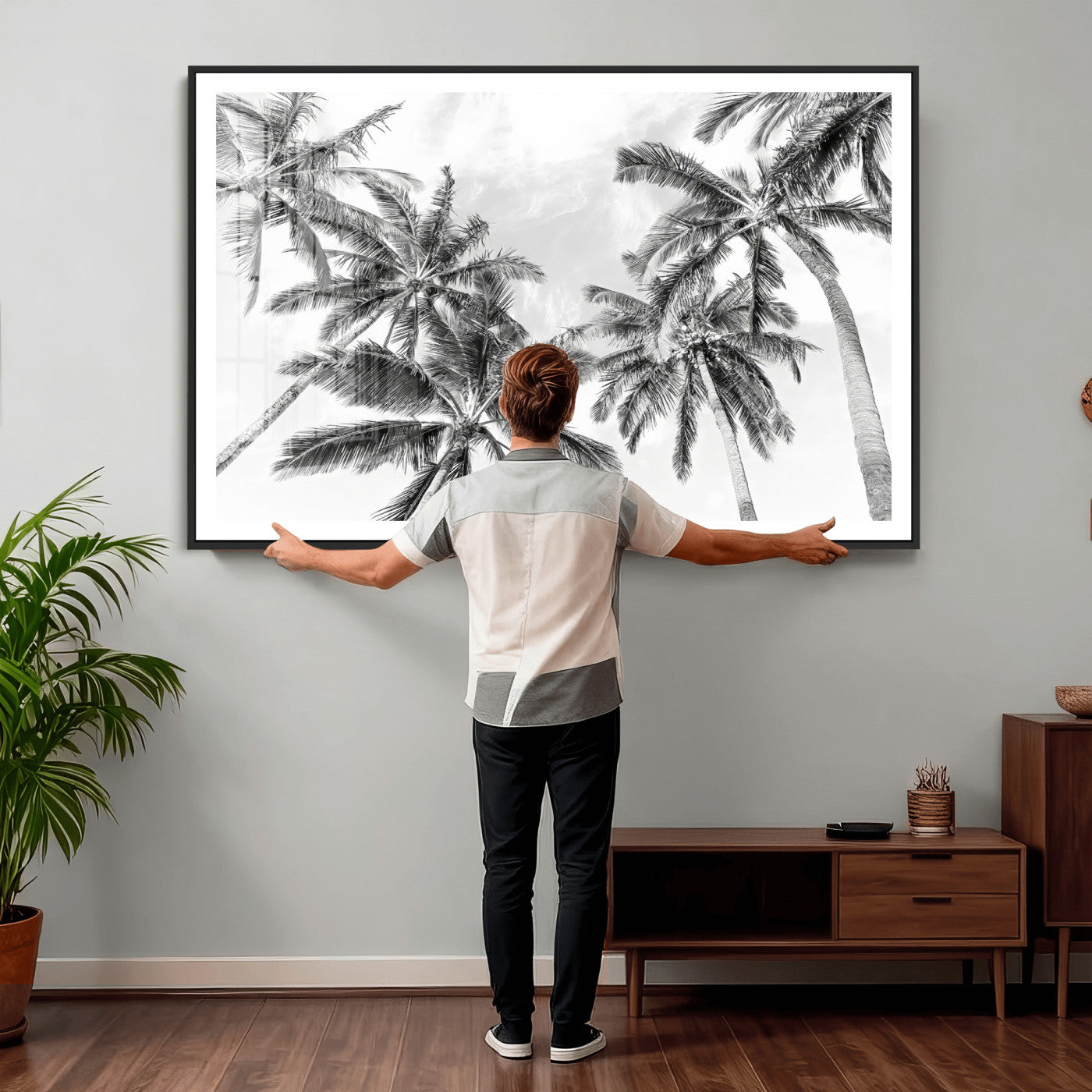 62113786-MGV-CV-36X24 - Palm Trees Wall Art – Tropical Breeze Canvas Print, Vacation Island Silhouette, Coastal Calm and Summer Paradise for Living Room or Beach House Decor