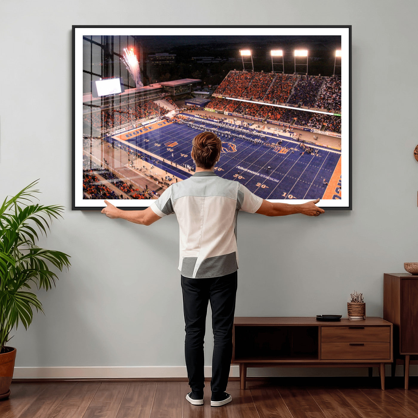58849575-MGV-CV-36X24 - Boise State Stadium Large Wall Art Canvas Print for Living Room Office Wall Decor