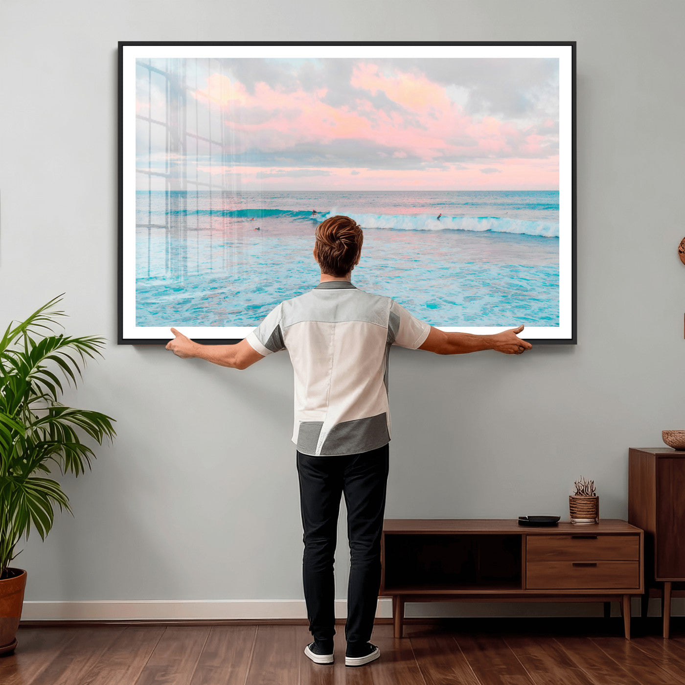 73216461-MGV-CV-36X24 - Ocean Wave Wall Art Canvas Print, Pastel Surf Seascape Photography, Coastal Beach Wall Decor