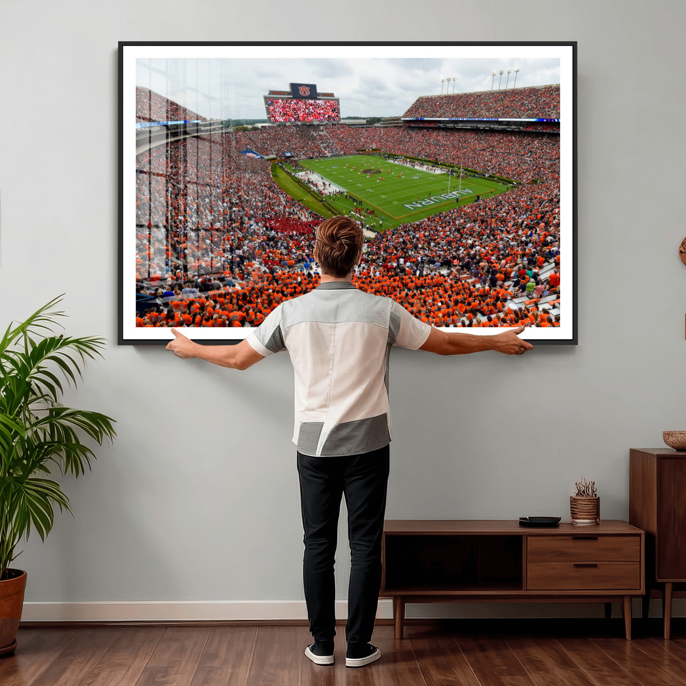 82562490-MGV-CV-36X24 - Auburn Stadium Sunset Wall Art Canvas Print, Jordan Hare Stadium Game Day Crowd, Auburn Tigers Football Artwork