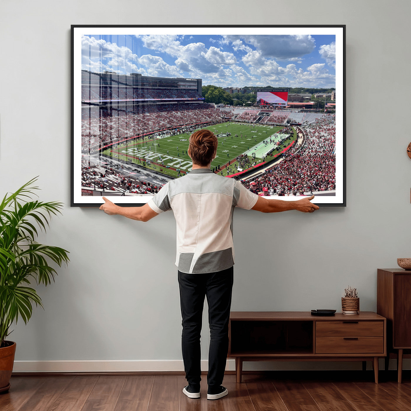 10665453-MGV-CV-36X24 - Georgia Bulldogs Stadium Wall Art Canvas Print, Sanford Stadium Football Field Panorama, College Football Game Day Wall Decor