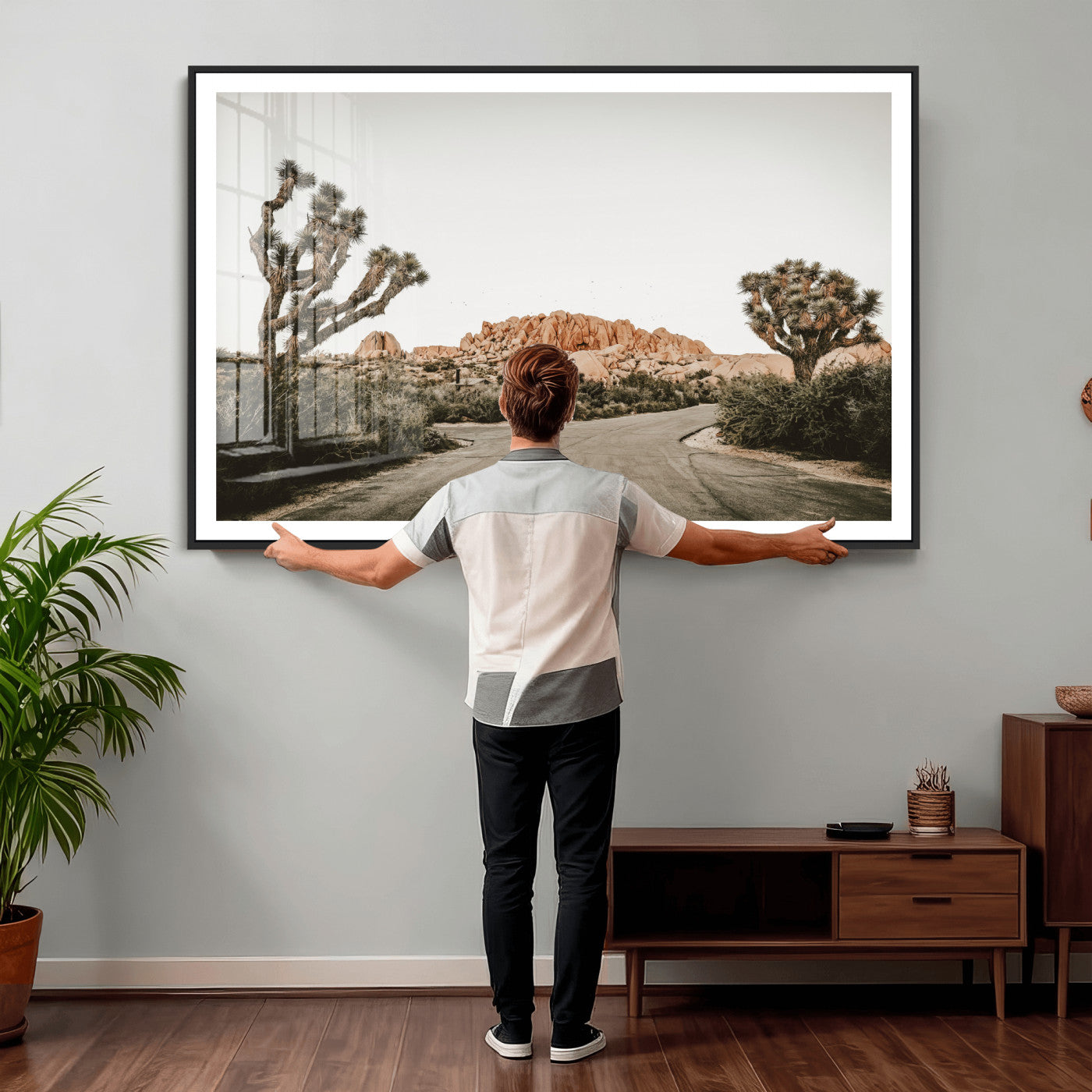 97248544-MGV-CV-36X24 - Joshua Tree Desert Wall Art Canvas Print, Minimal Southwestern Landscape Nature Wall Decor for Modern and Boho Interiors