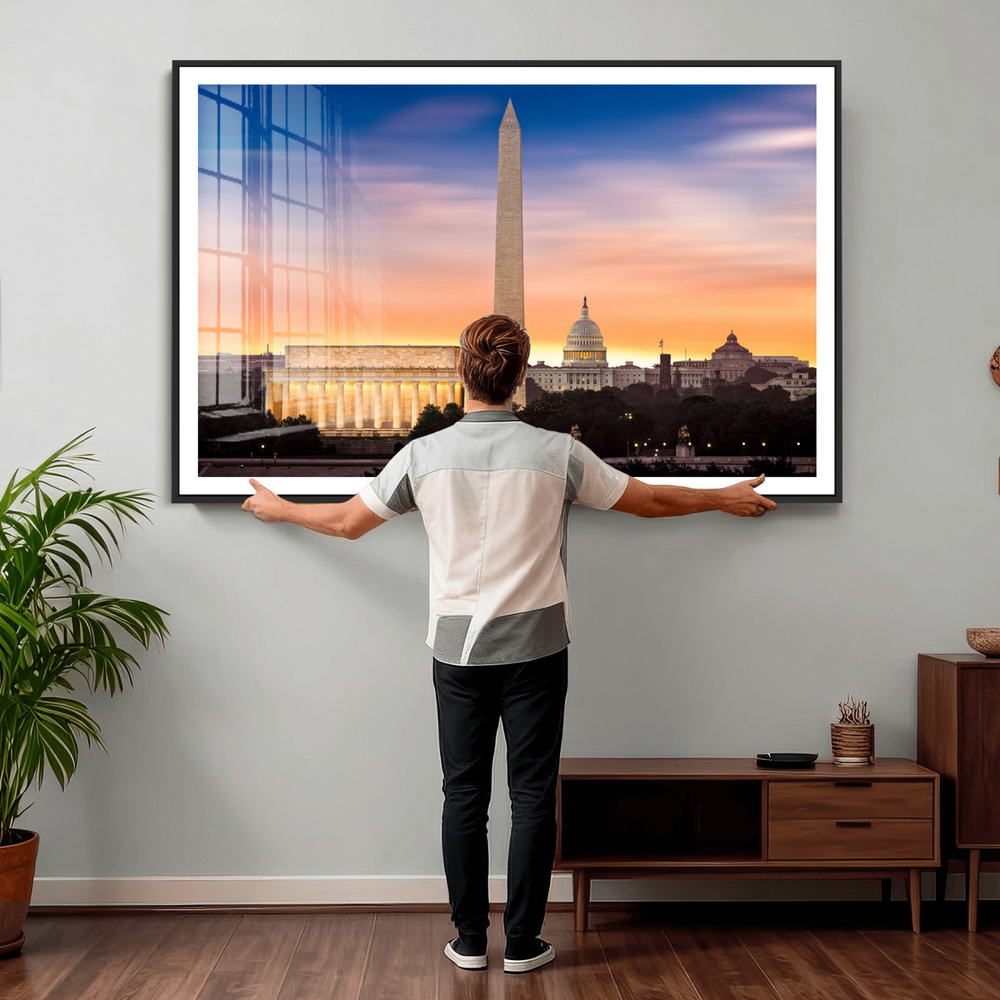 72704063-MGV-CV-36X24 - Washington DC Skyline Wall Art Canvas Print – Lincoln Memorial, Washington Monument & Capitol Artwork Print