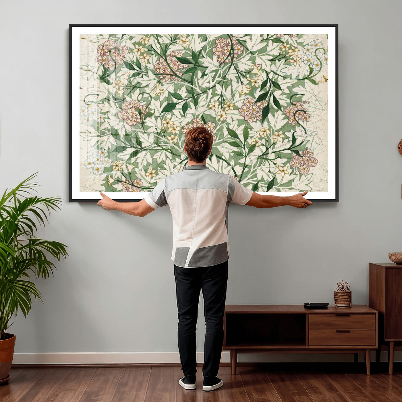33560597-MGV-CV-36X24 - William Morris Jasmine 1872 Canvas Wall Art — Arts and Crafts Botanical Print | Vintage Green Floral Decor | Cottagecore Gift | Classic Art