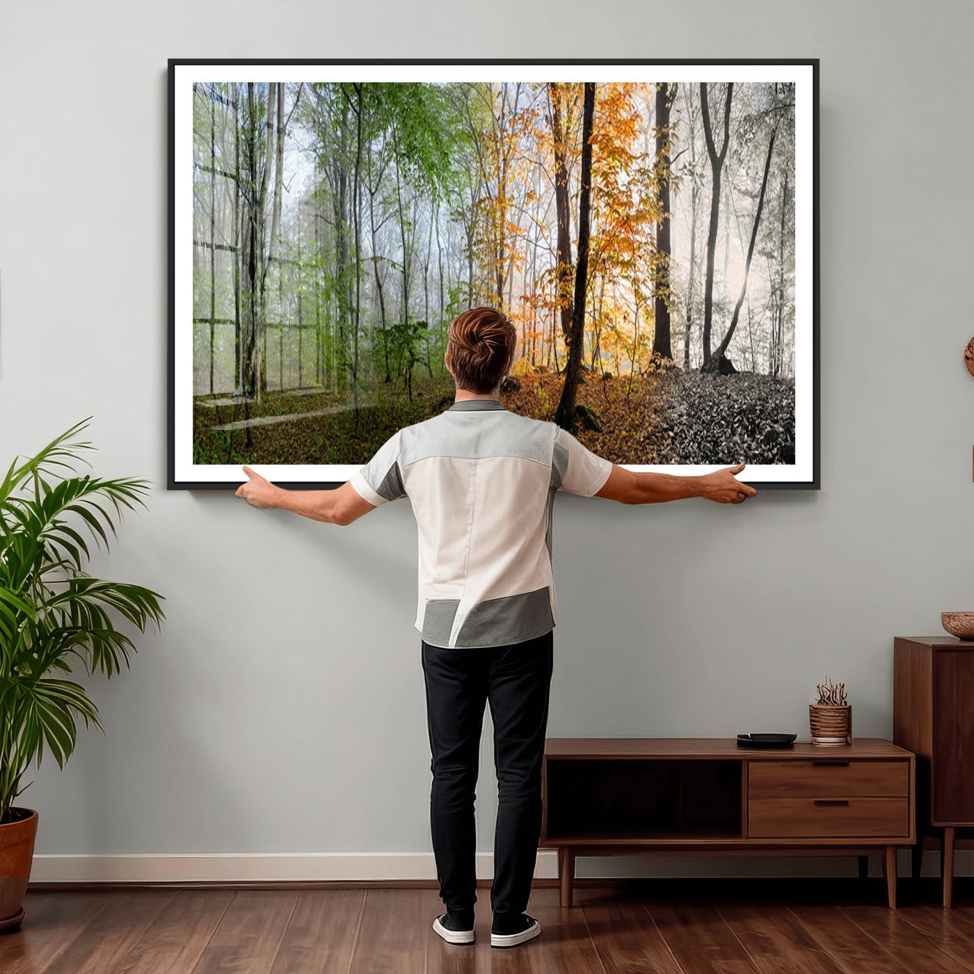 95317-MGV-CV-36X24 - Four Seasons Wall Art Forest Canvas Print – Triptych Seasonal Nature Print – Landscape Decor for Living Room