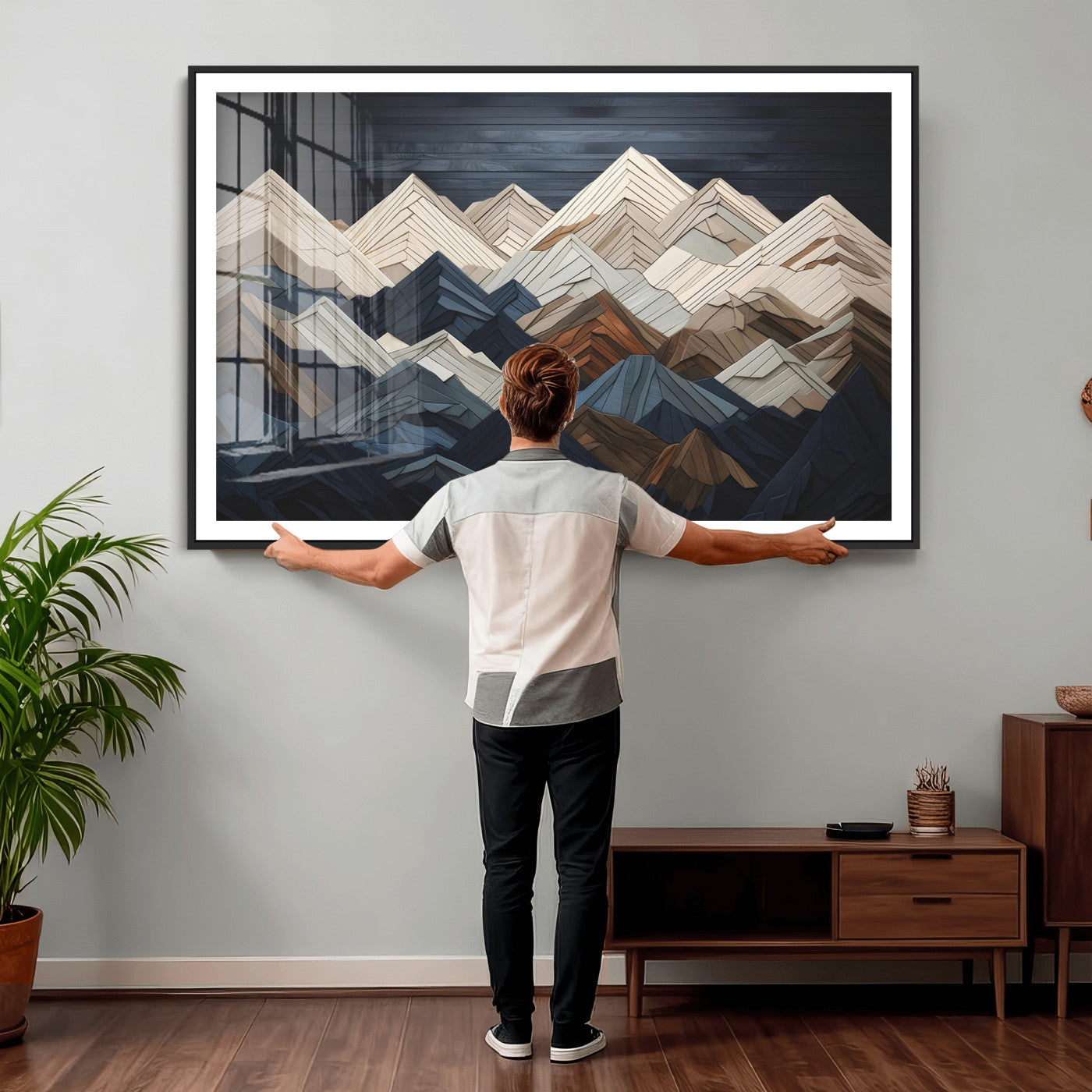 12896-MGV-CV-36X24 - Wood Mountain Wall Art | Mountain Canvas Print Wood Decor | Ready to Hang for Cabin Decor