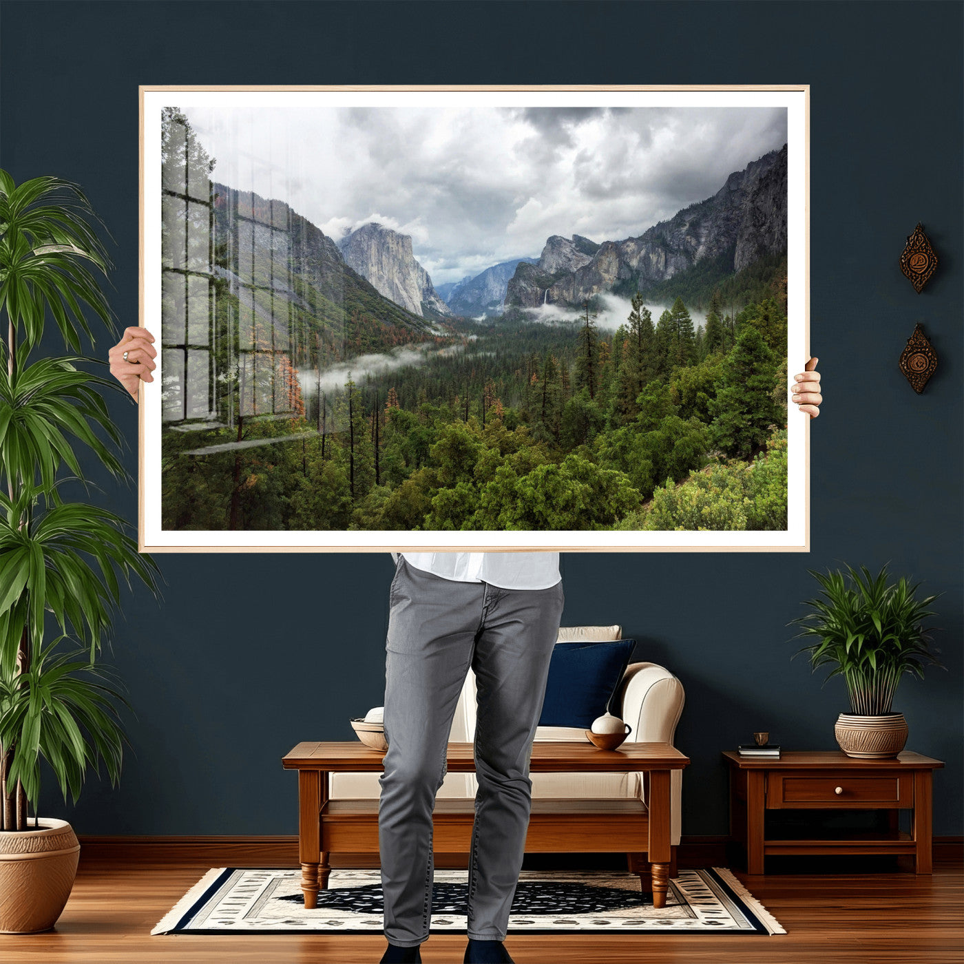 46168759-MGV-CV-36X24 - Yosemite Valley Wall Art Canvas Print, El Capitan Mountain Landscape Nature Wall Decor