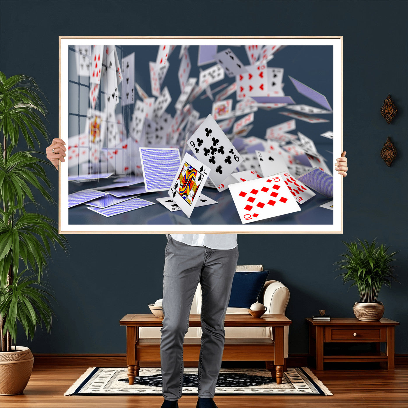 66392185-MGV-CV-36X24 - Playing Cards Canvas Wall Art | Casino Game Room Decor, Poker Decor Art