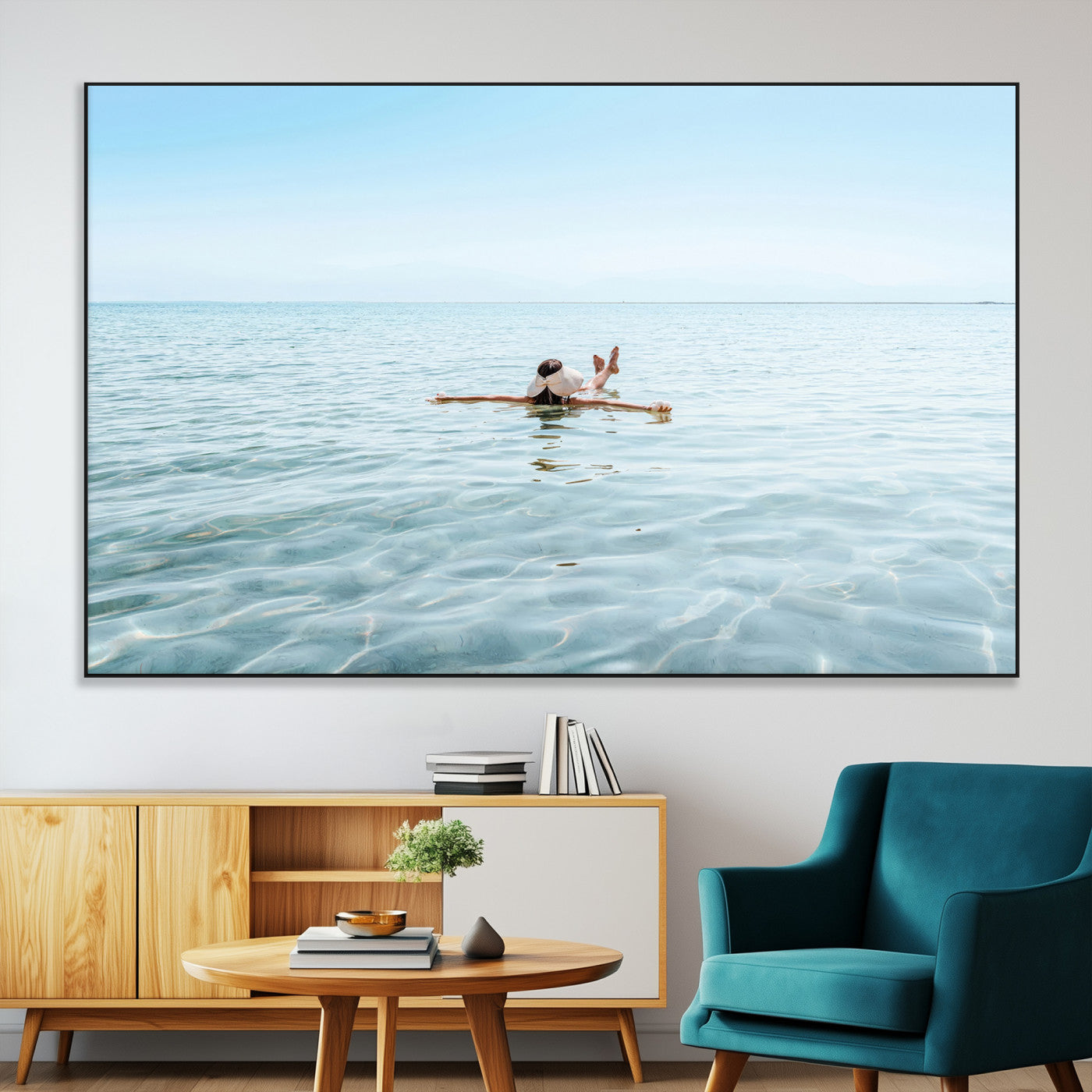 -Swimming Relaxation Wall Art Canvas Print – Framed Peaceful Water Art Picture Clear Sea Artwork for Home, Office