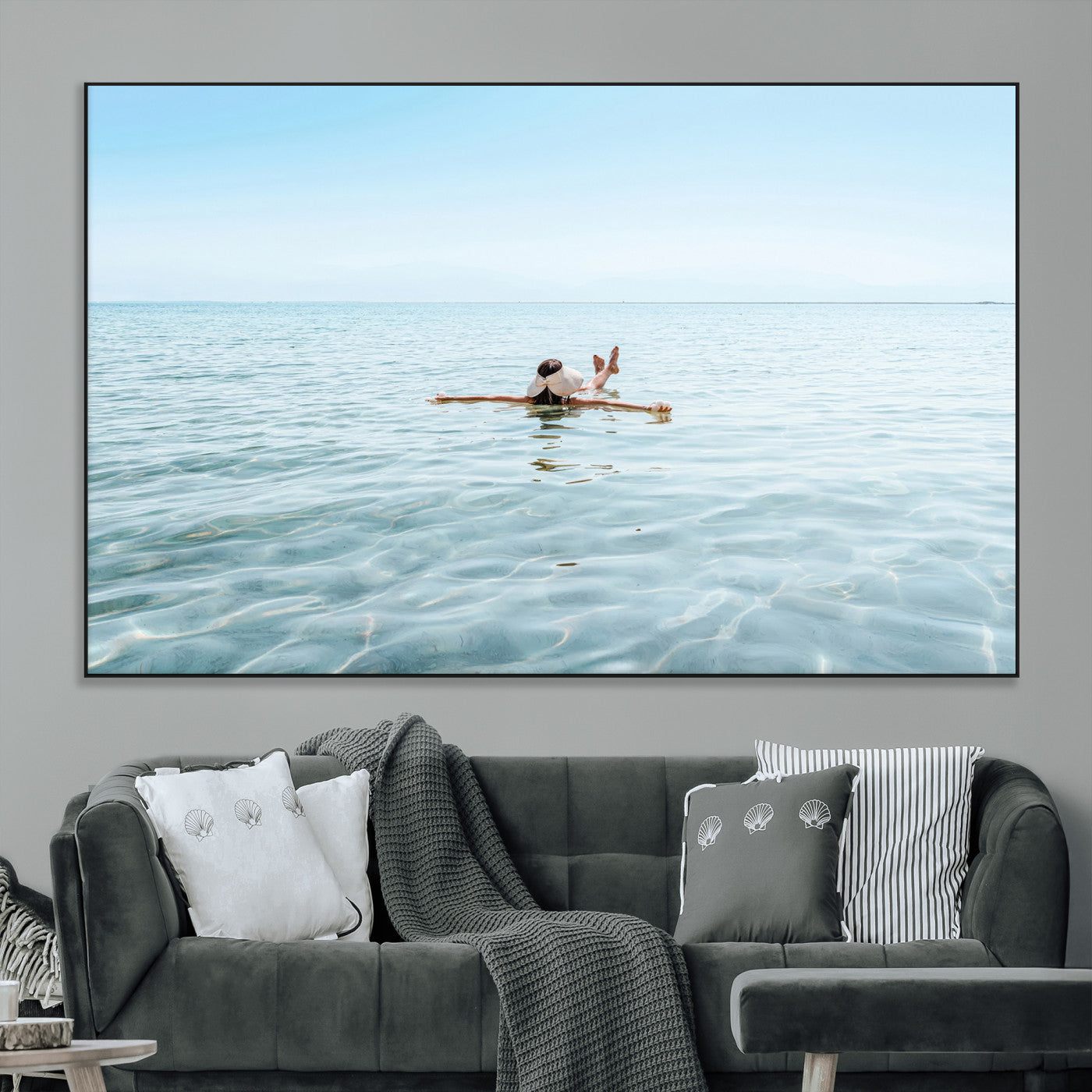 -Swimming Relaxation Wall Art Canvas Print – Framed Peaceful Water Art Picture Clear Sea Artwork for Home, Office