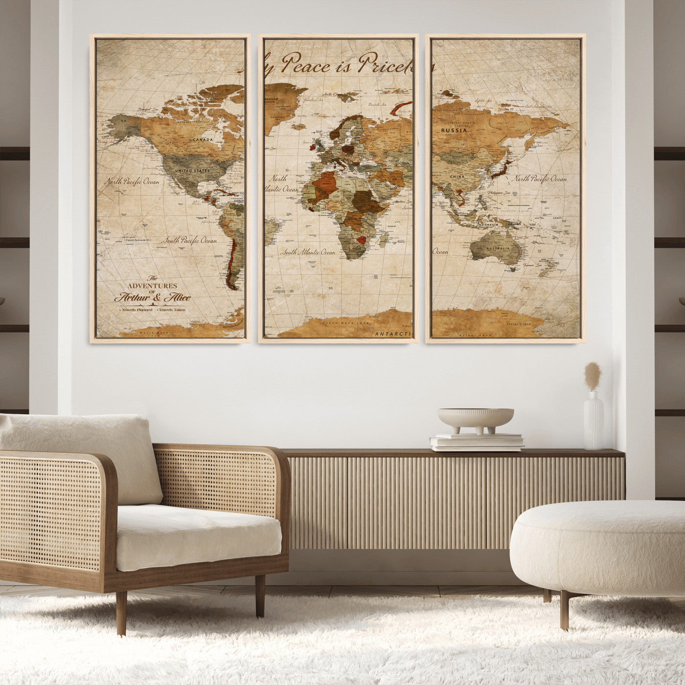Rehber01-MGV-CV-36X24-Personalized Push Pin World Map Canvas – Custom Framed Travel Tracker Wall Art, Large Adventure Map with Pins for Home, Office